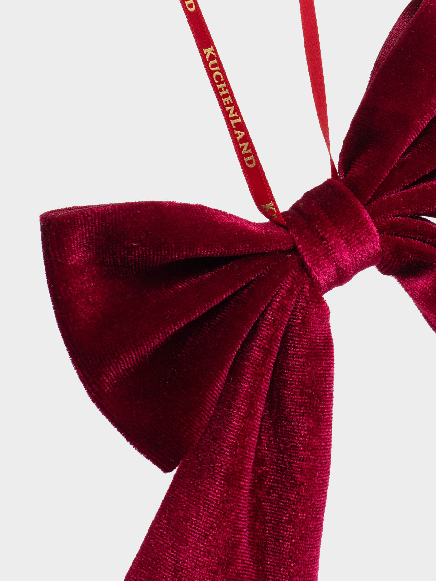 Christmas tree toy, 12x15 cm, polyester, red, Velvet bow, Vogue bow, image-2