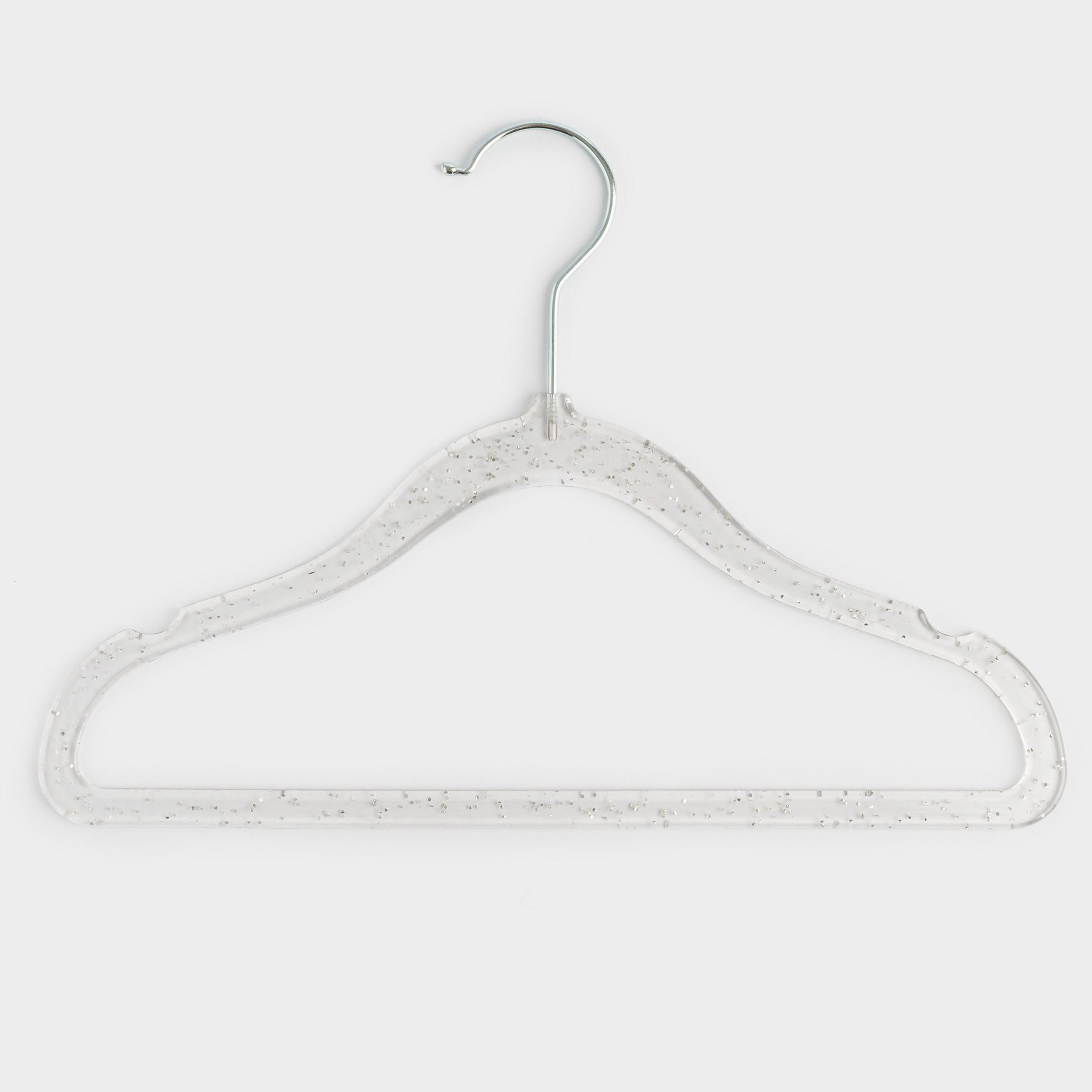 Hanger-hangers, 30 cm, 3 pcs, children's, plastic, transparent with silver sequins, Shimmer, image-0