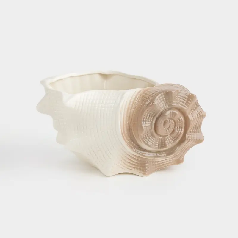 Planter, 23x12 cm, porcelain P, milky brown, Seashell, Seaside ,image-0