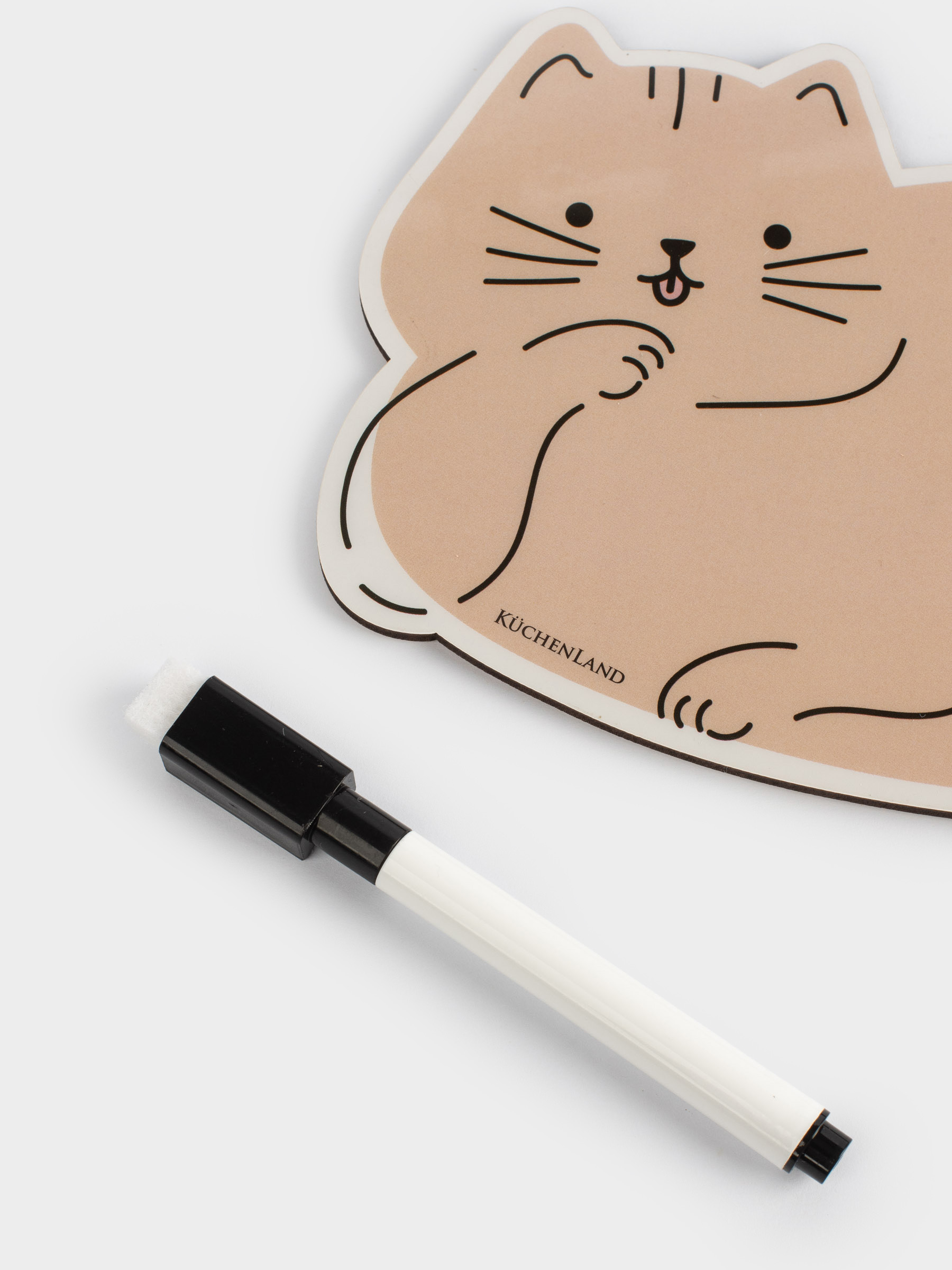Magnetic writing board, 18x12 cm, with marker, plastic, beige, Unicorn Cat, Cat-unicorn, image-1