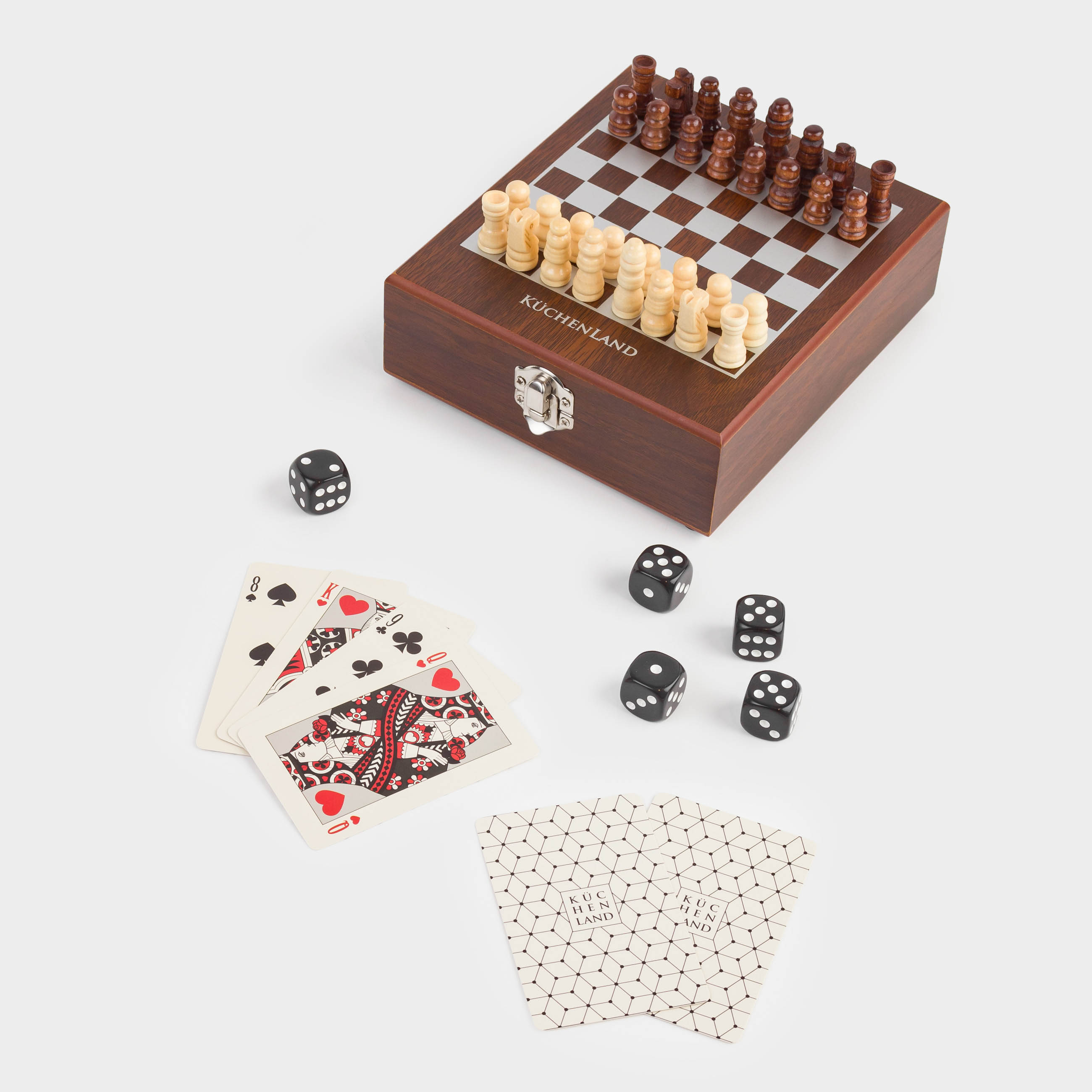 Set of board games, 16x13 cm, cards / dice/chess, wood / plastic, Sabal, image-8
