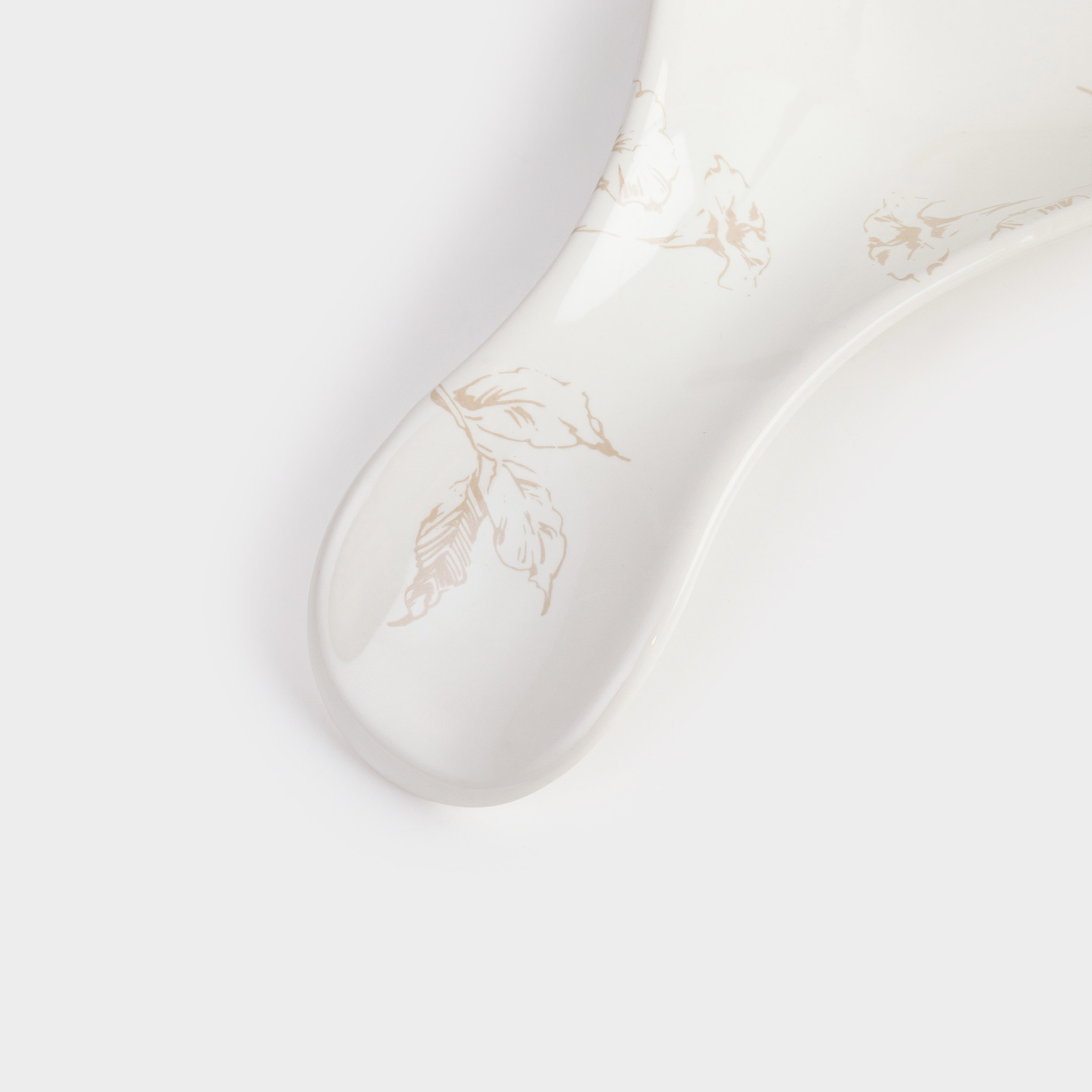 Spoon stand, 23 cm, ceramic, milky, beige flowers, Maleo
