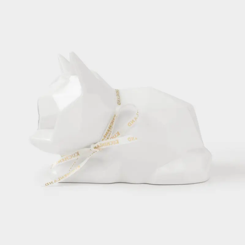 Decorative lamp, 13x9 cm, porcelain, white, Cat, Art modern