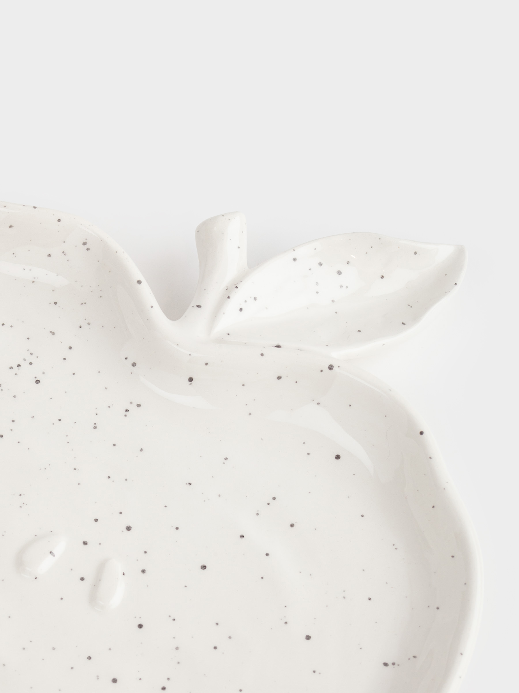 Dish, 19x17 cm, ceramic, white, speckled, Apple, Relief, image-6