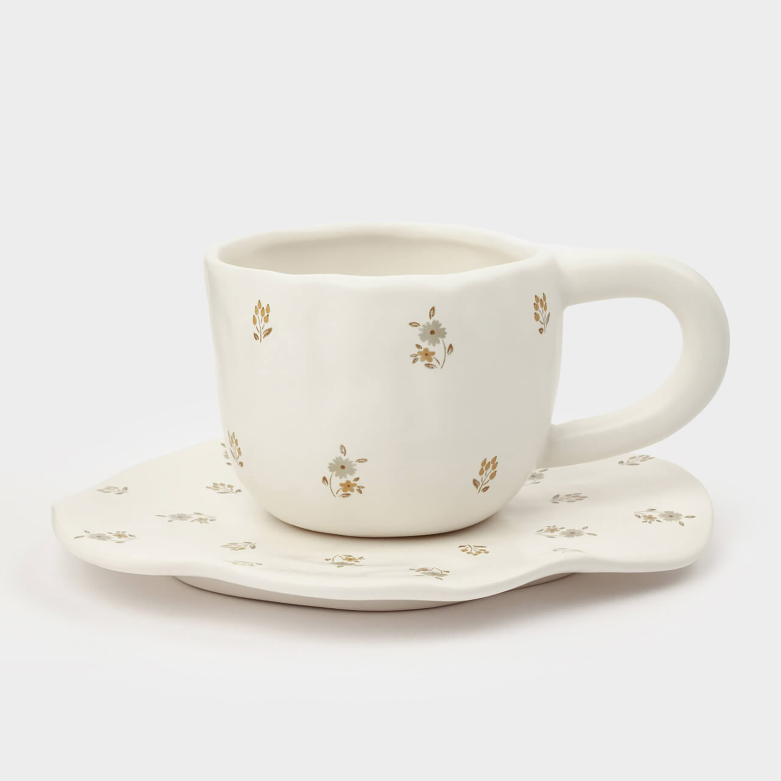 Tea pair, 1 person, 2 items, 360 ml, ceramics, milky, Vintage flowers, La flore, image-0