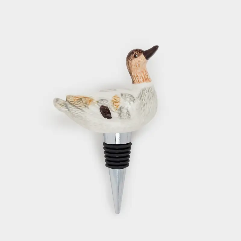 Bottle stopper, 12 cm, metal / ceramic, Duck, Duck ,image-0