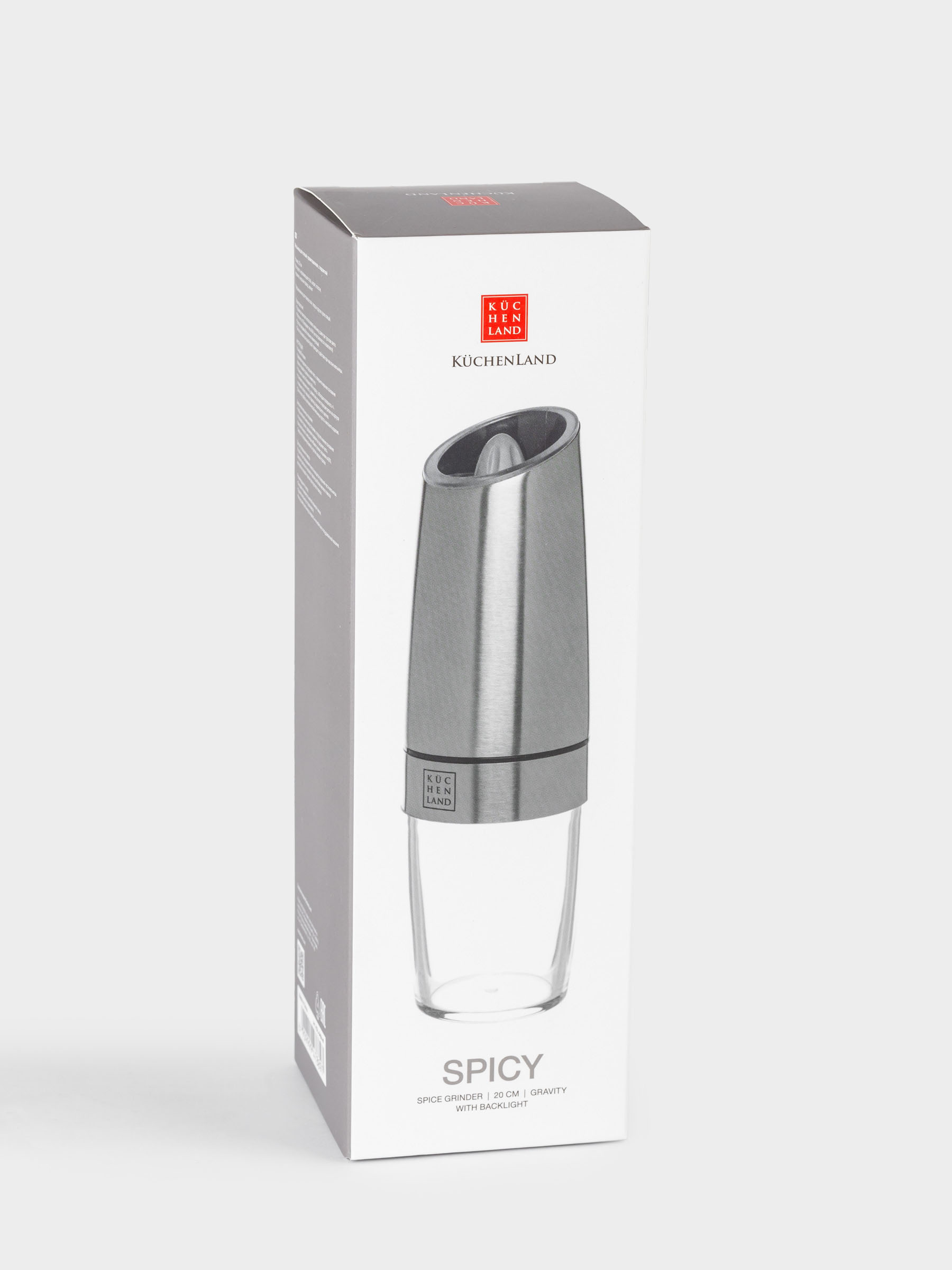 Spice mill, 20 cm, Gravity, Steel / Acrylic, LED W, Spicy, image-4