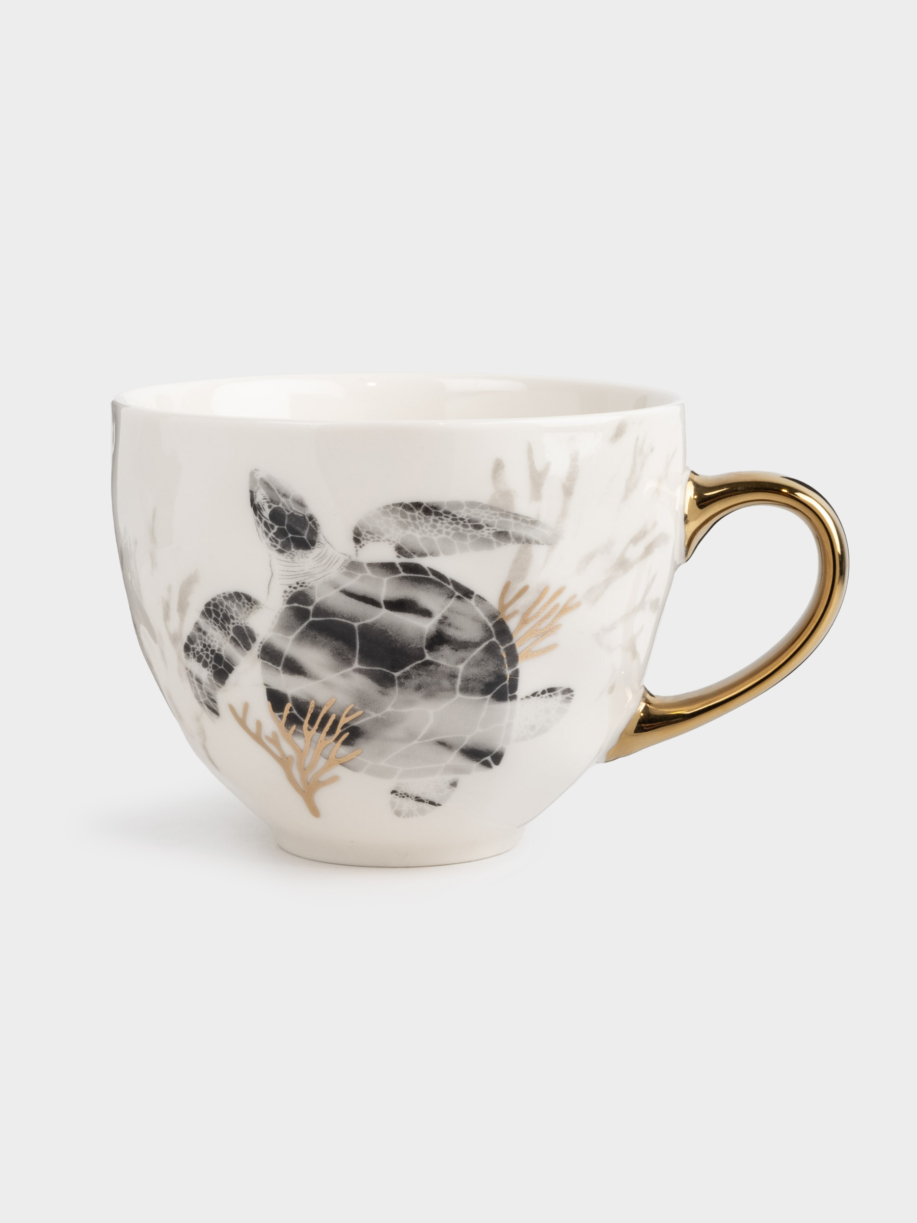 Mug, 430 ml, porcelain N, white and gold, Turtle, Grand turtle, image-0