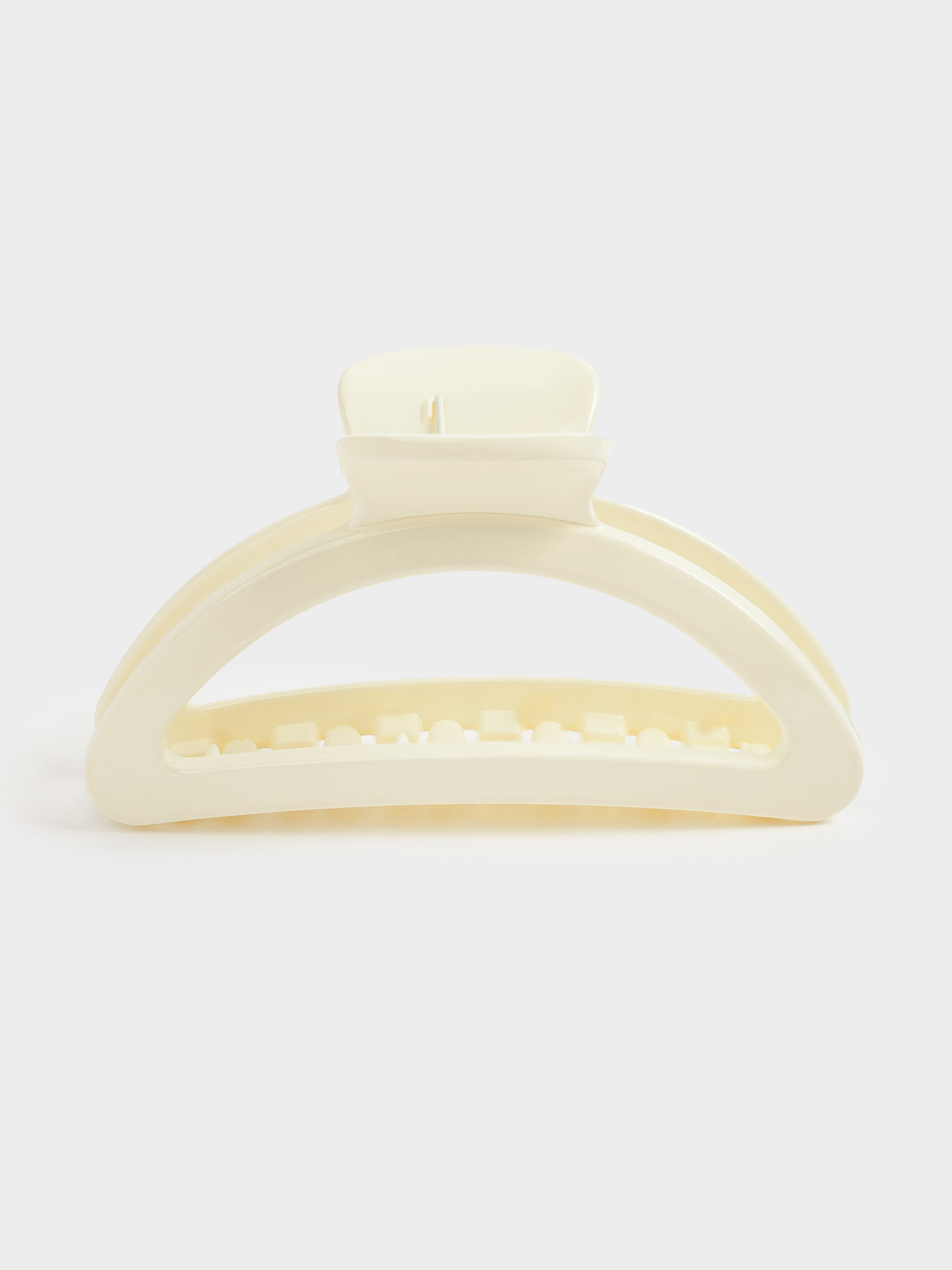 Hair clip, 9 cm, plastic, milk, Crab, Basic