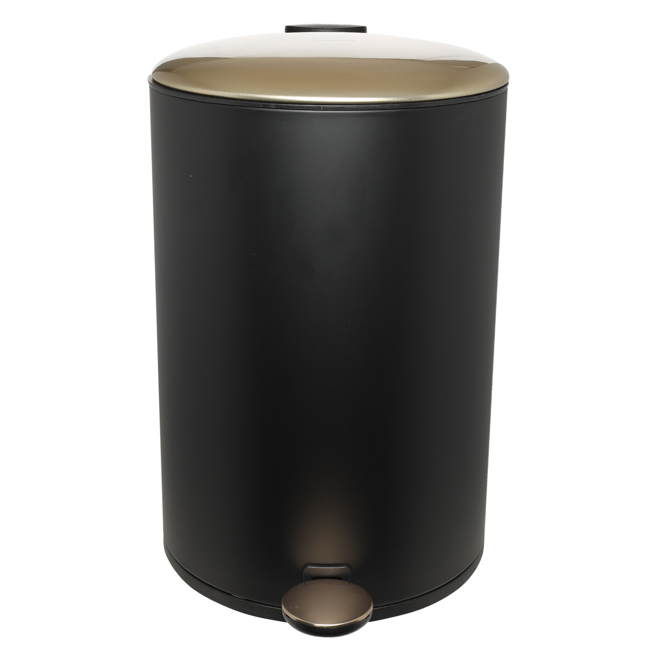 Trash can, 12 l, with pedal, metal, black and gold, Black chic, image-0