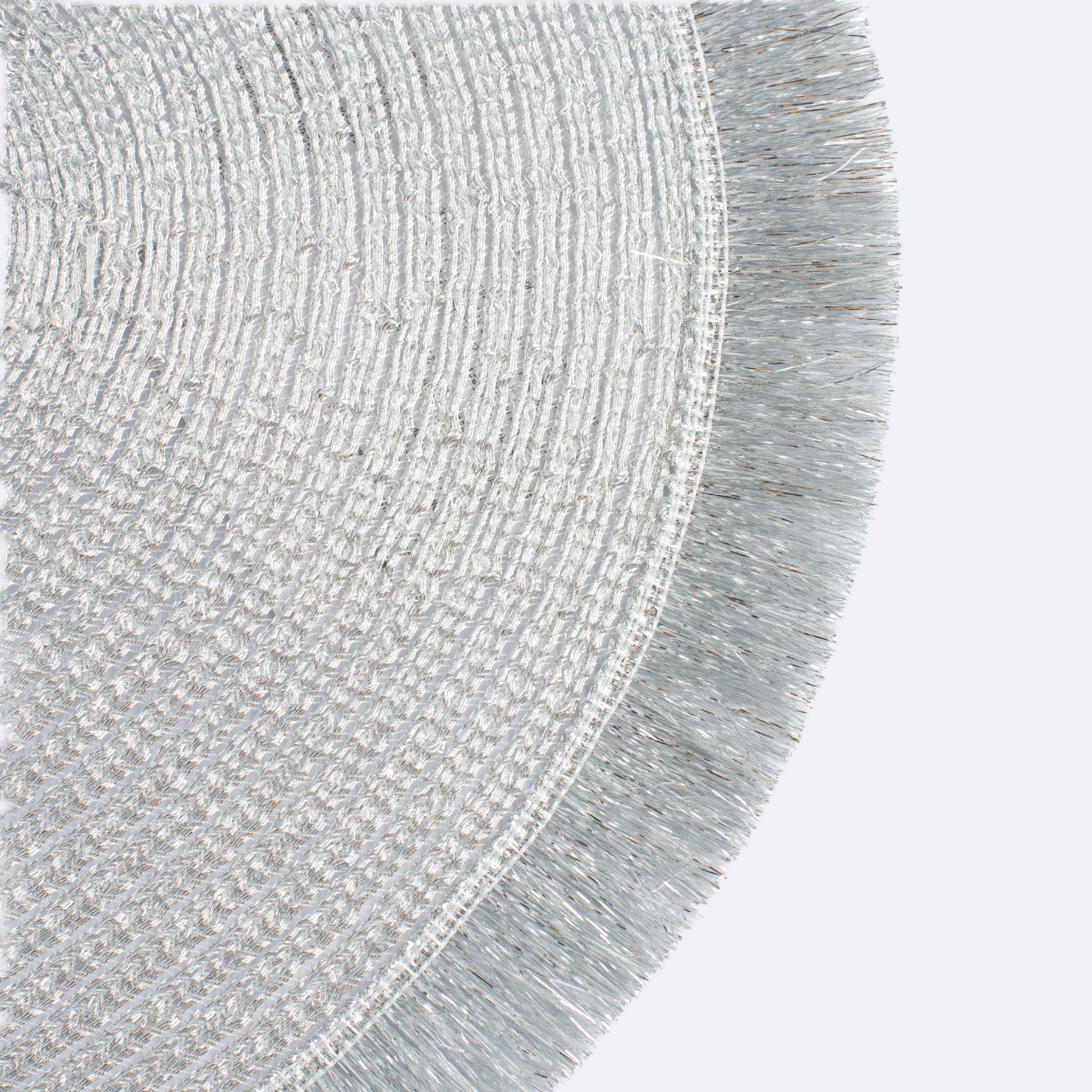 Placemat, 30x45 cm, fringed, polyester, oval, silver, Rotary shine
