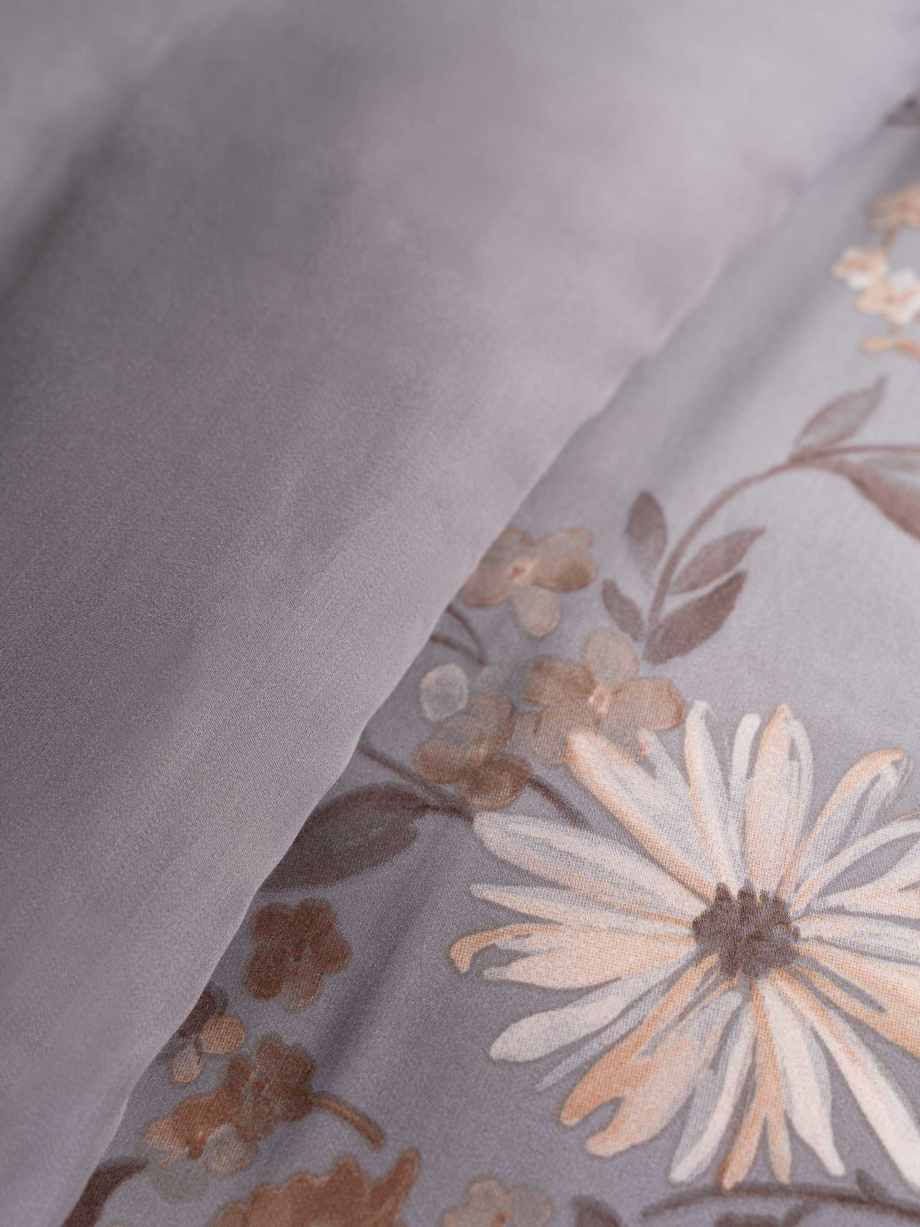Bed linen set, euro, Tencel 300 TC, grey, Flowers and leaves, Tencel, image-8