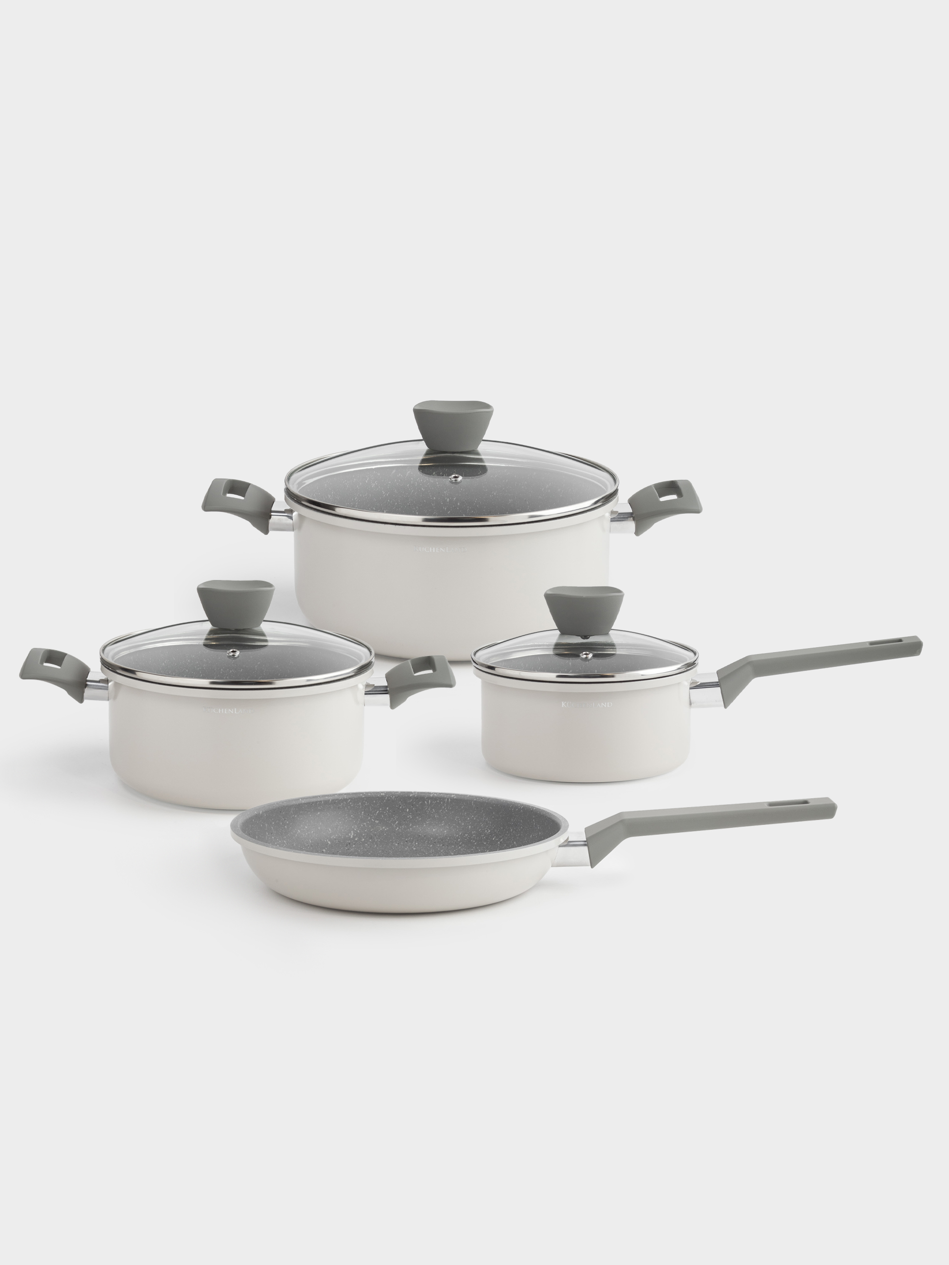 Tableware set, 4 items, coated, aluminum, beige, Tasty, image-0