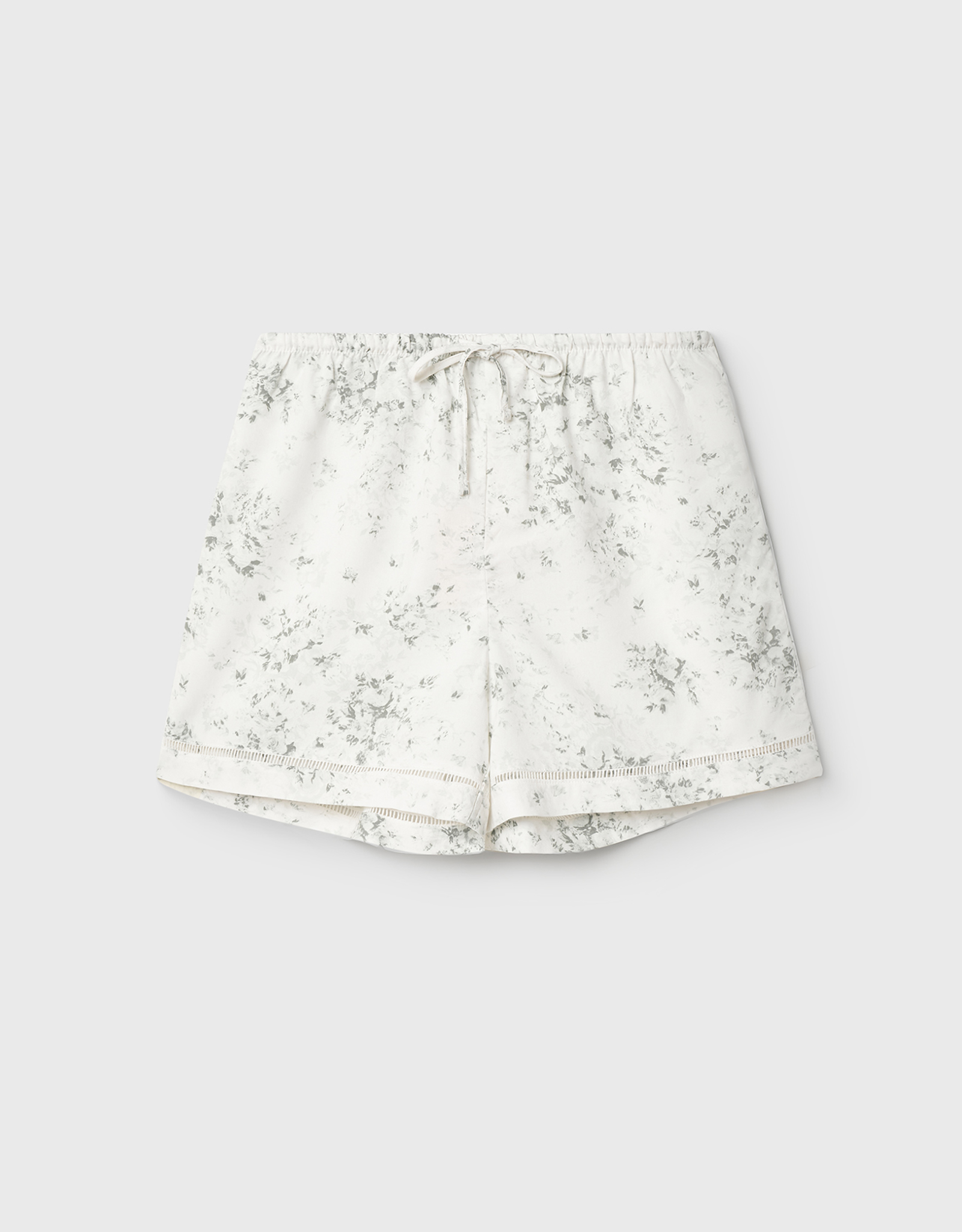 Women's shorts, homewear, size L, viscose, milky, Flowers, Arsinoa, image-5