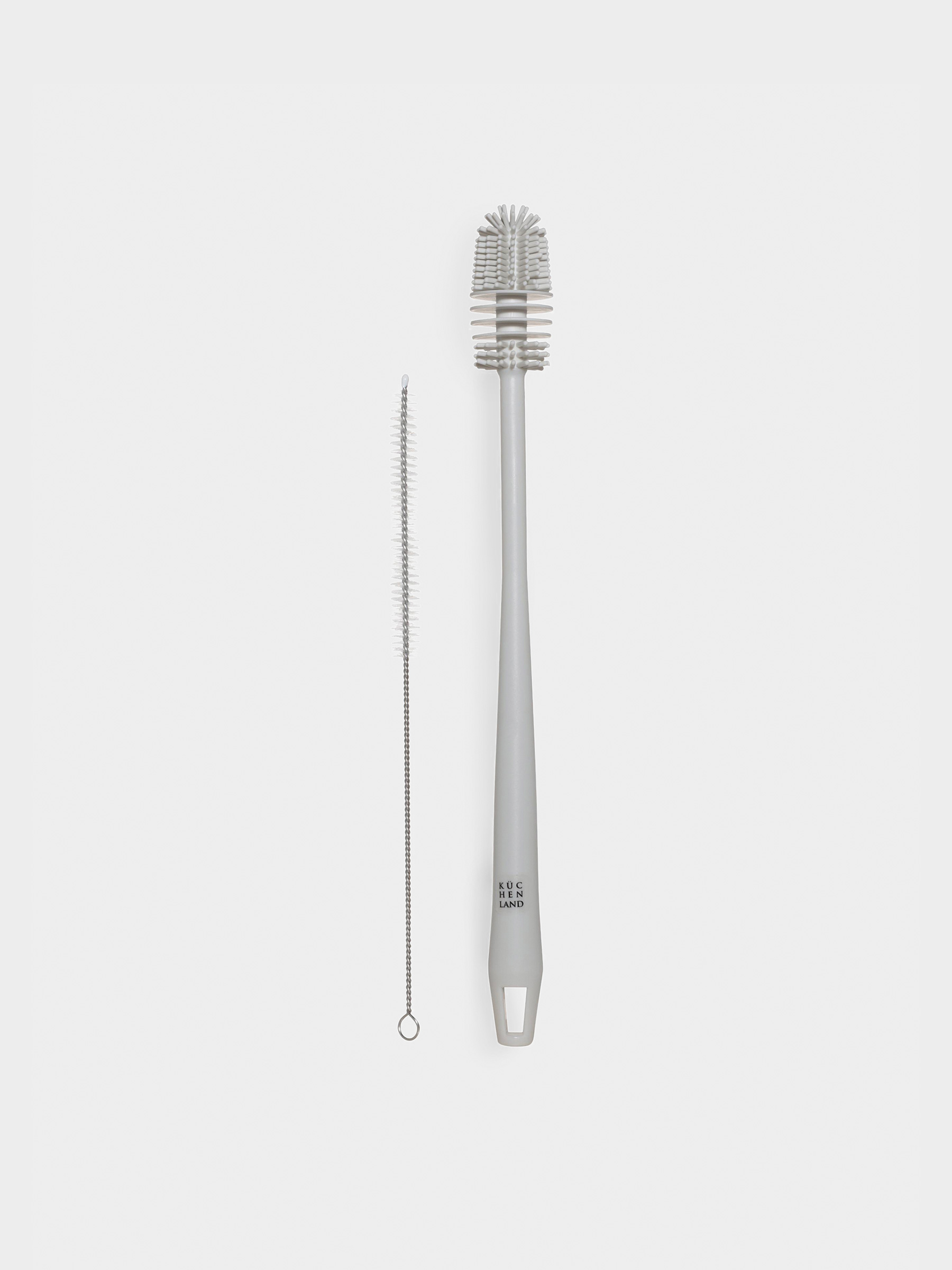Bottle washing brush set, 32/26 cm, 2 pcs, rubber / plastic / metal, grey, Clean, image-0