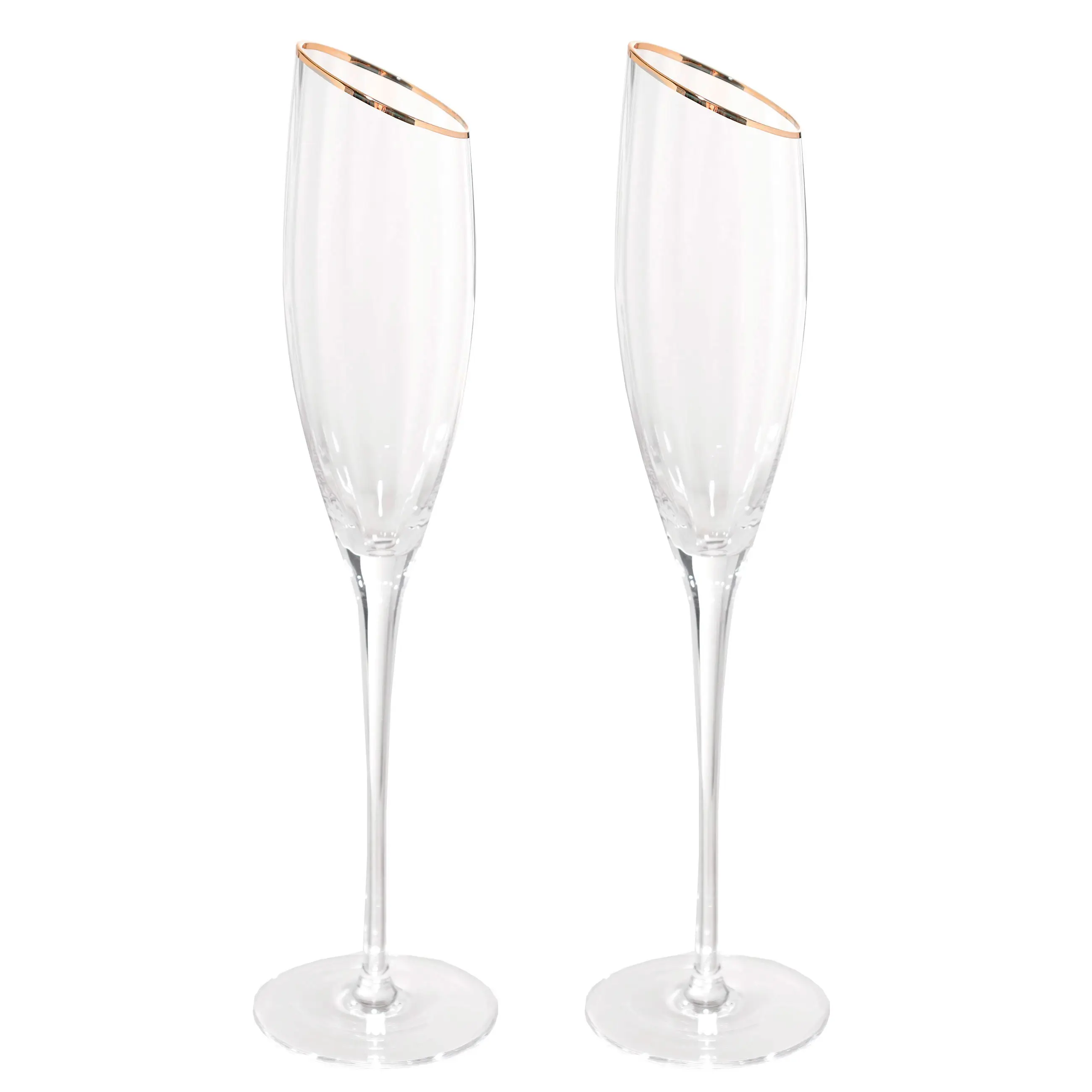 Drinking glass, 180 ml, 2 pcs, glass, with golden edging, Charm R gold, image-0