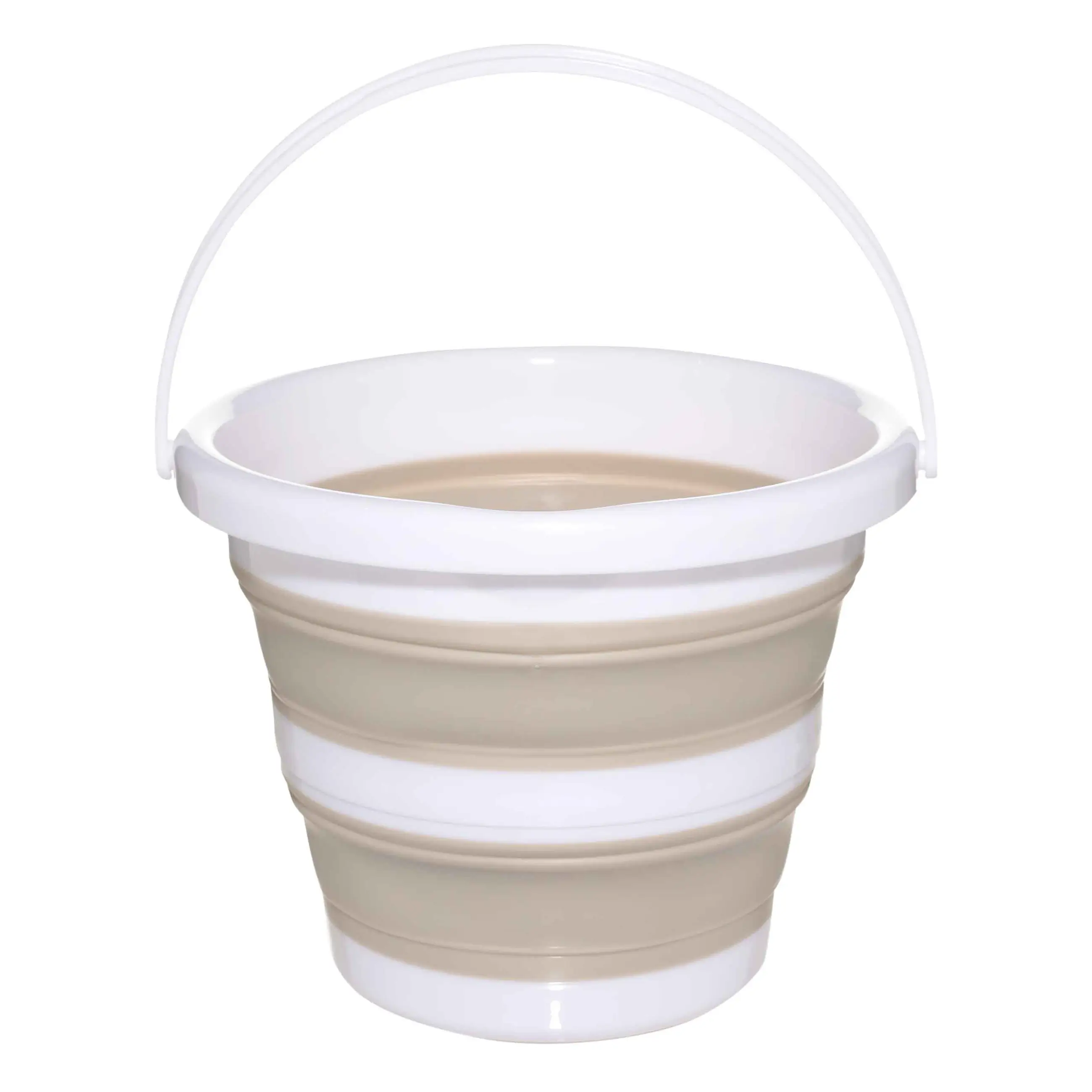 Foldable bucket, 5 l, plastic / rubber, grey-beige, Foldaway, image-0