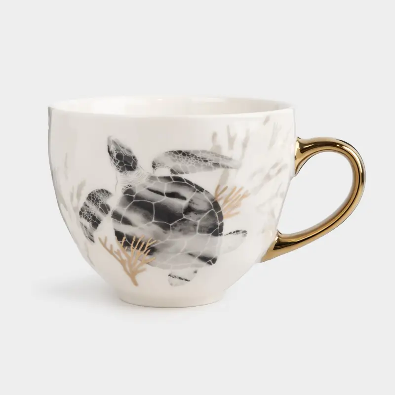 Mug, 430 ml, porcelain N, white and gold, Turtle, Grand turtle ,image-0