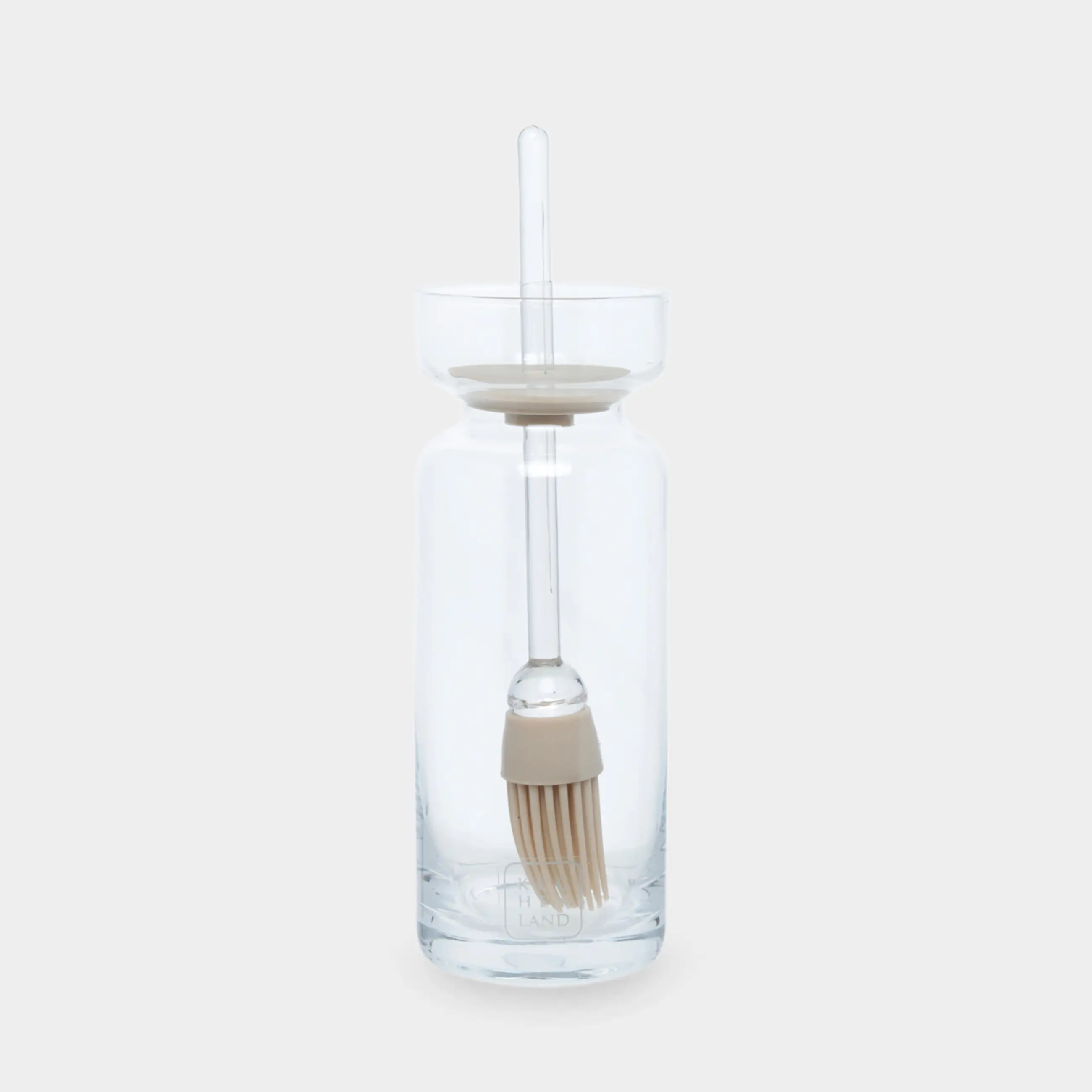 Oil container, 270 ml, with brush, Glass / Silicone, Beige, Soft Kitchen