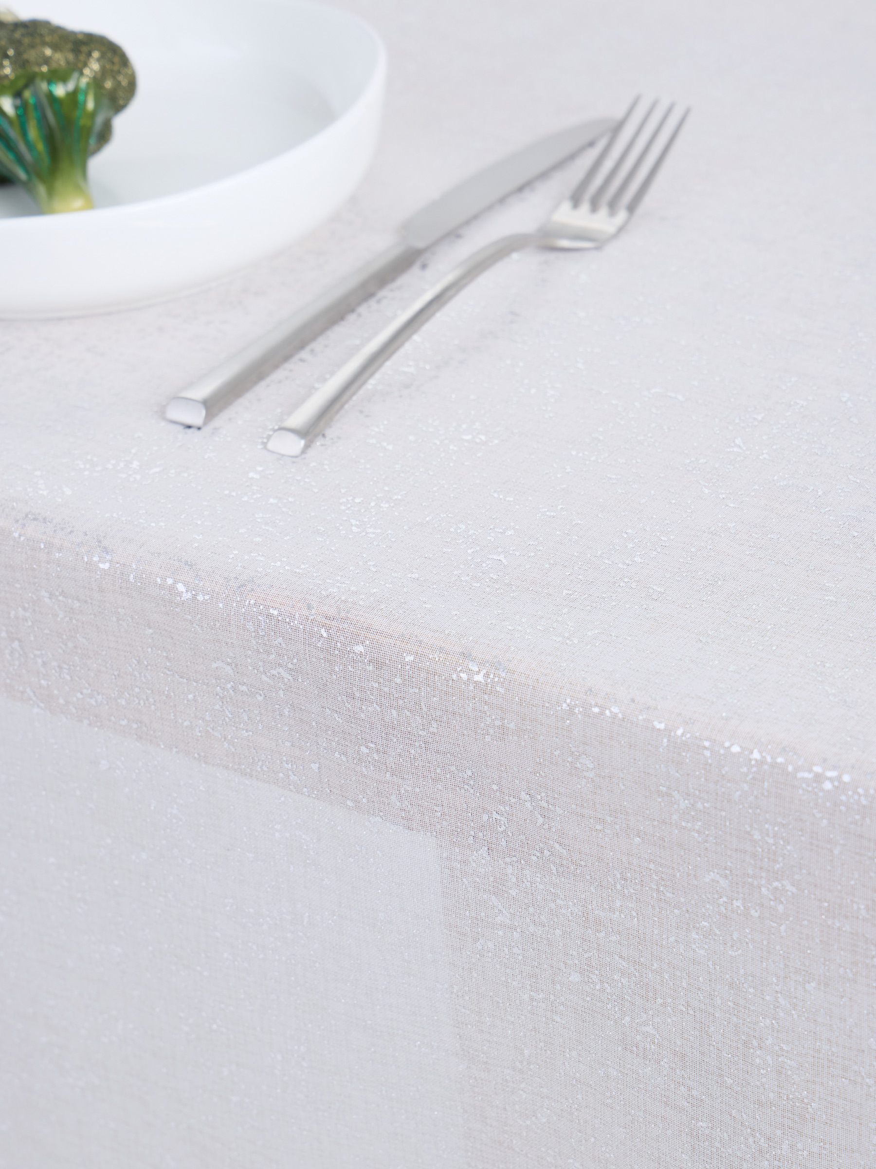 Tablecloth, 160x160 cm, polyester, white, Silver spray, Heaven silver, image-4