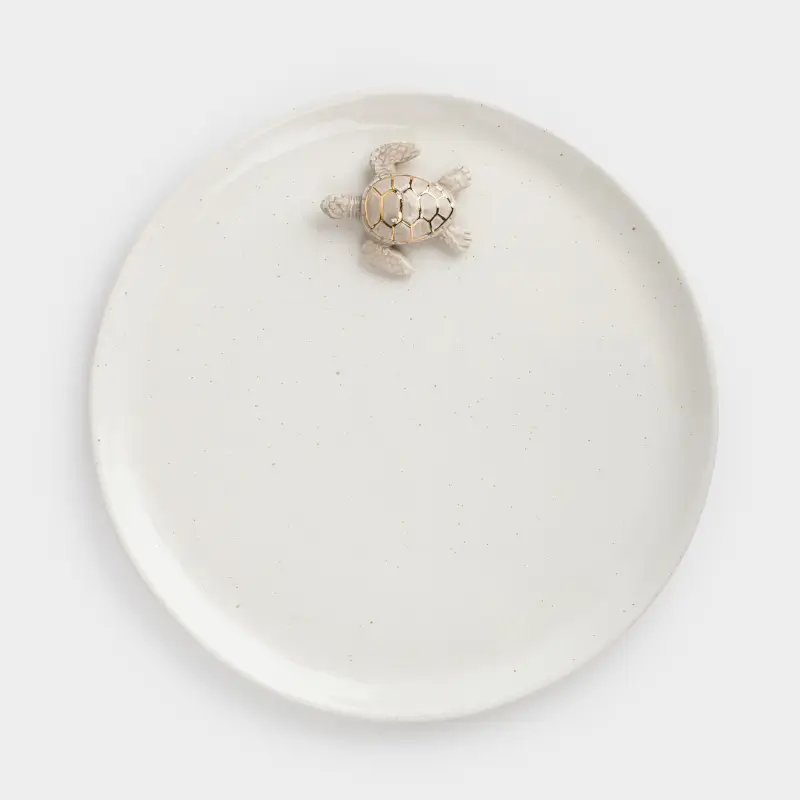 Dish, 24 cm, ceramic, milky gold, speckled, Turtle, Grand turtle ,image-0