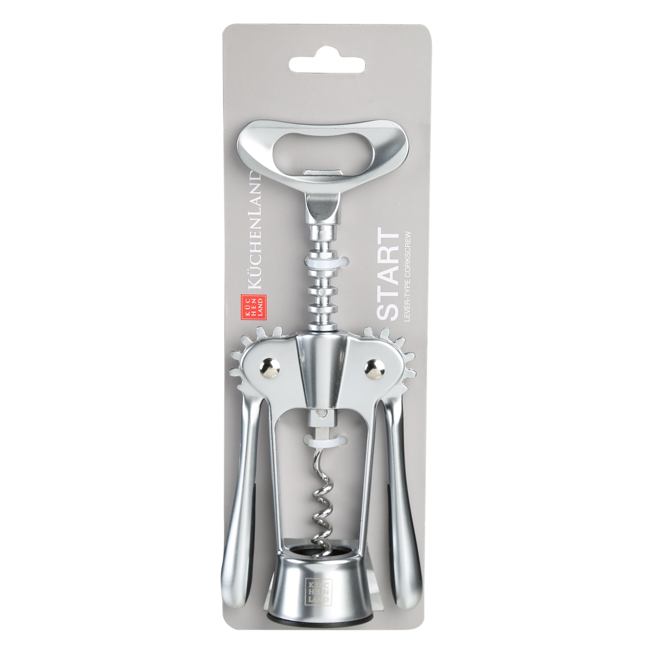 Lever corkscrew, 19 cm, metal / plastic, Start, image-1