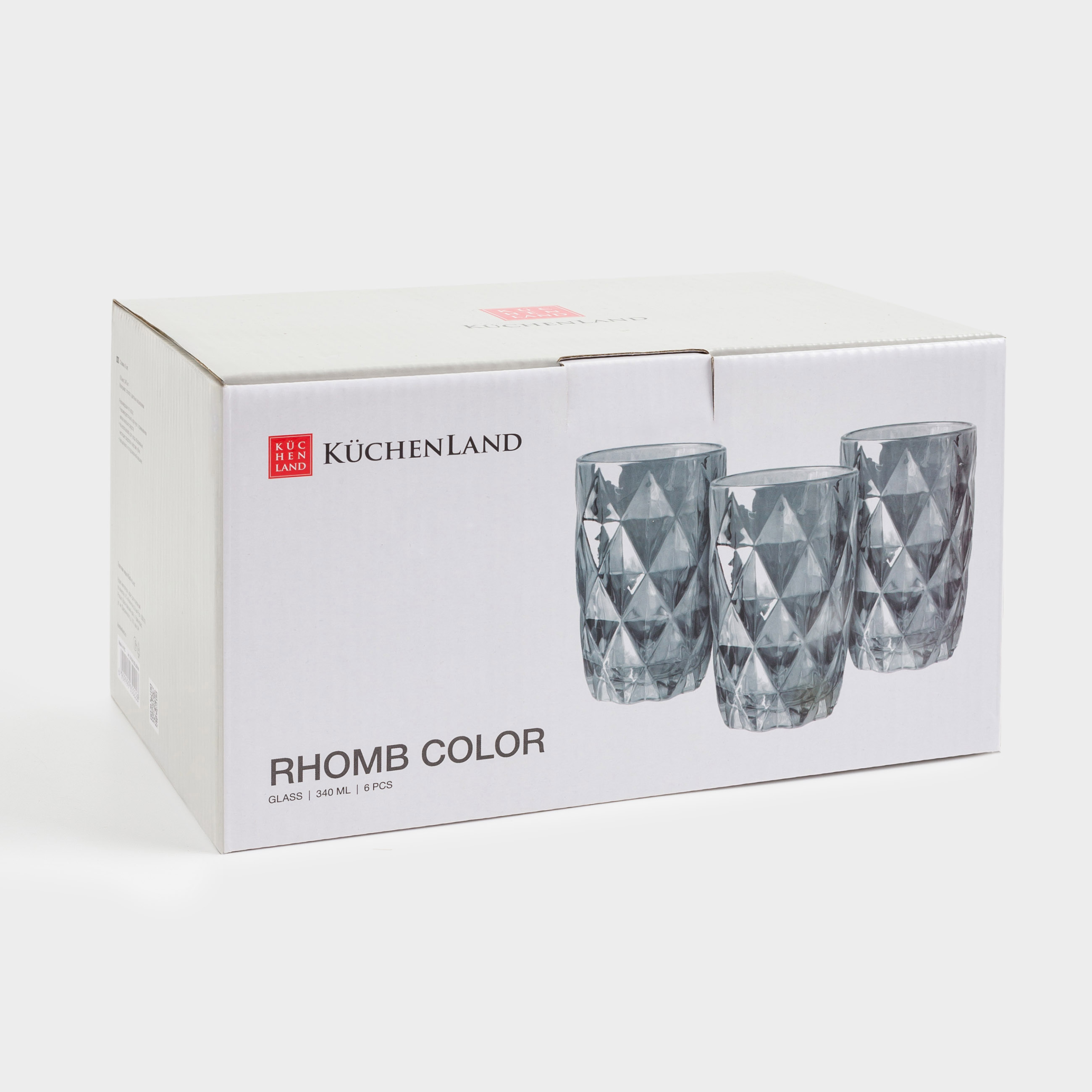 Glass, 12 cm, 340 ml, 6 pcs, glass R, gray, Rhomb color, image-5