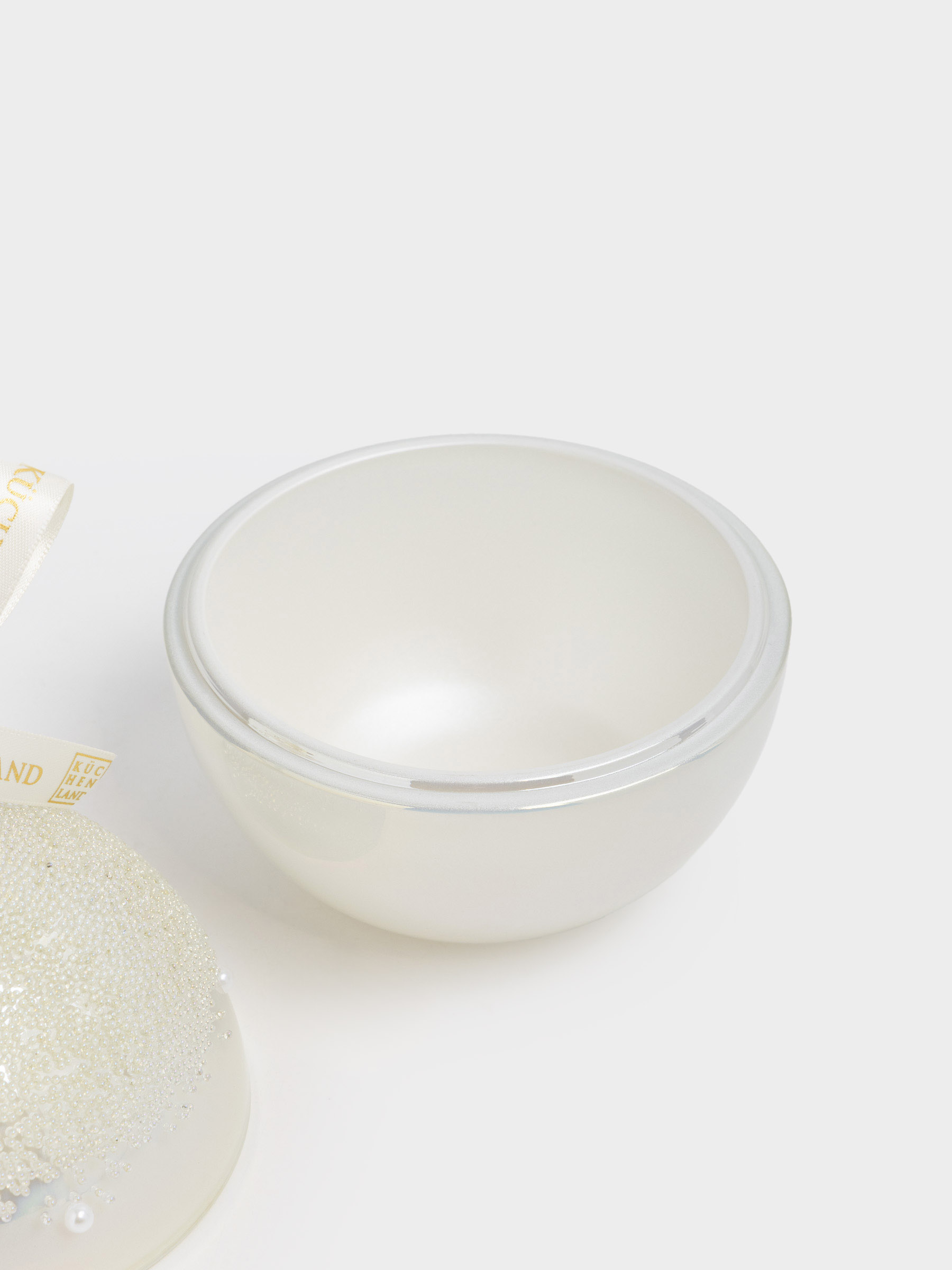 Storage container, 14x10 cm, 230 ml, glass / metal, pearl, Ball, Christmas storage, image-2