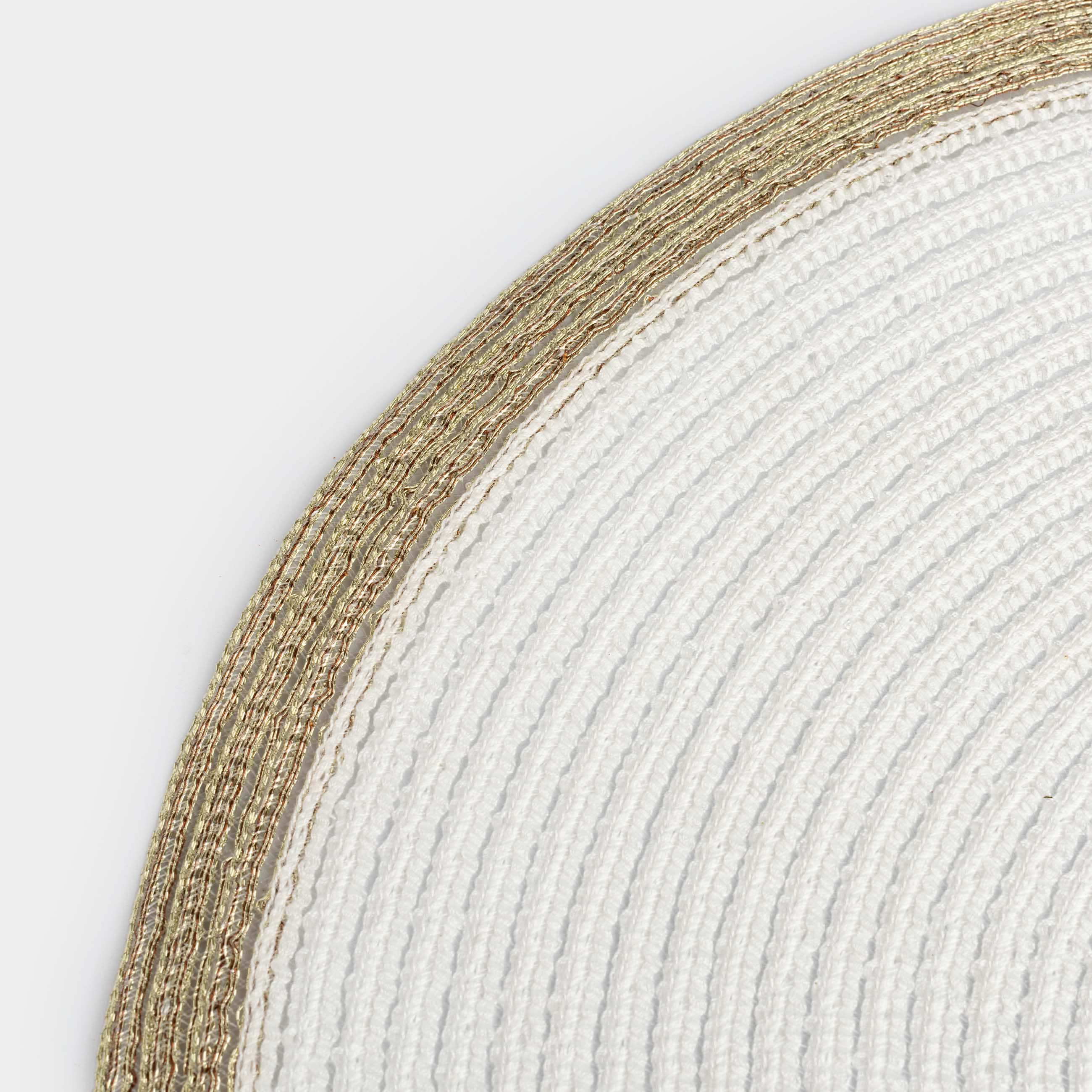 Instrument napkin, 38 cm, polyester, round, white, Gold border, Rotary rim, image-3