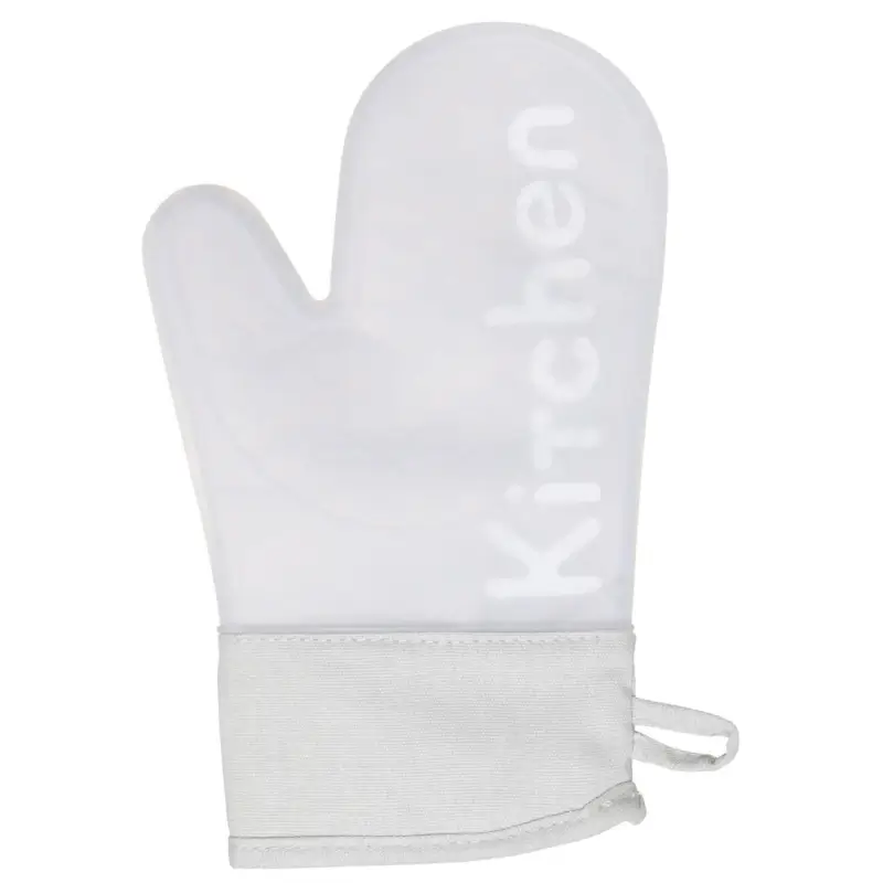 Mitt holder, 21x30 cm, silicone/cotton, beige, Lettering