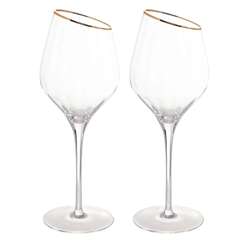 Drinking glass, 460 ml, 2 pcs, glass, with golden edging, Charm R gold ,image-0
