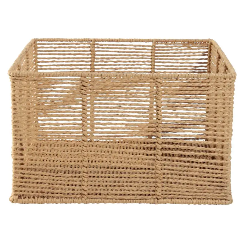 Storage basket, 30x18 cm, paper / metal, square, beige, Village