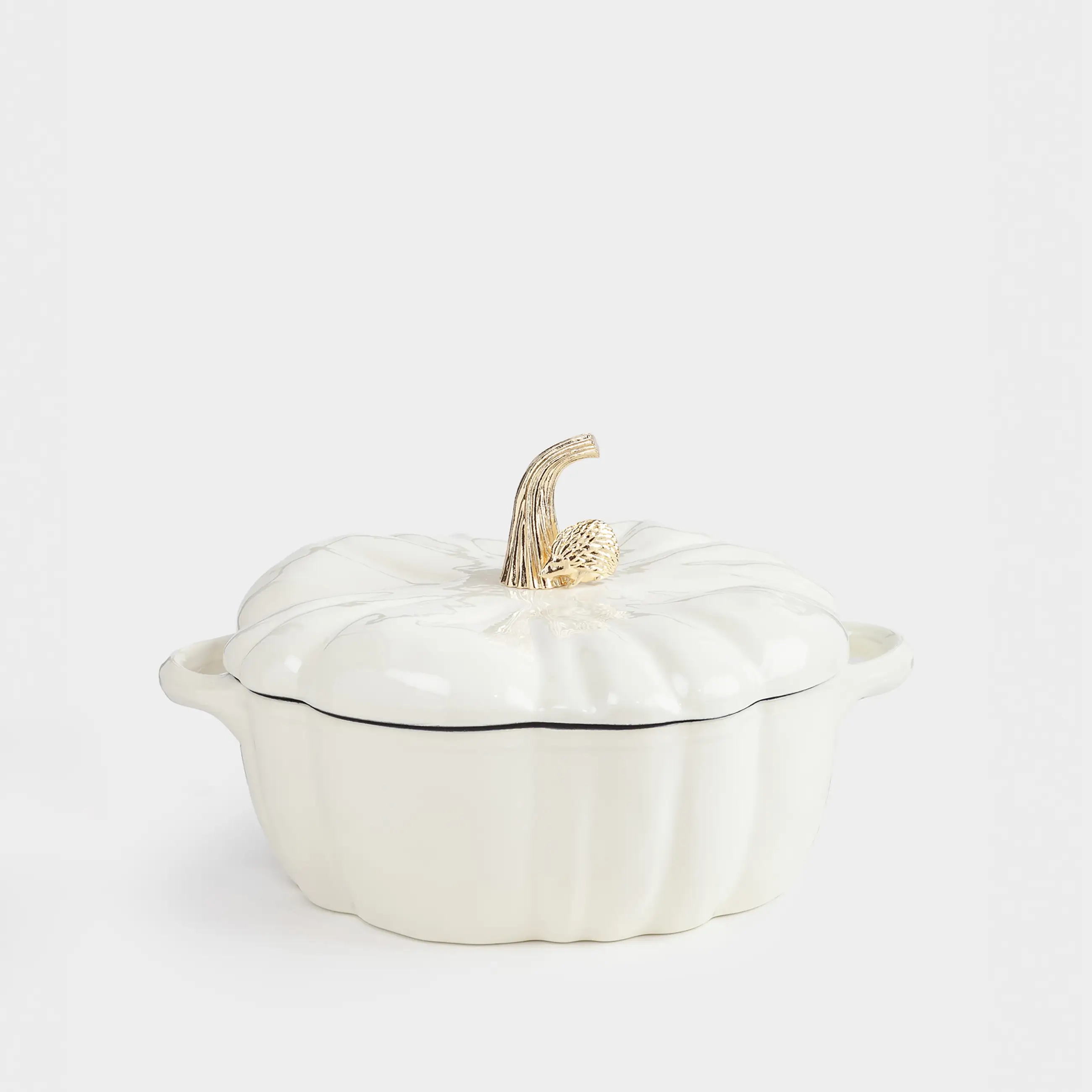 Cauldron, 25 cm, 3.3 l, with lid, cast iron, milky, Pumpkin, Gourd