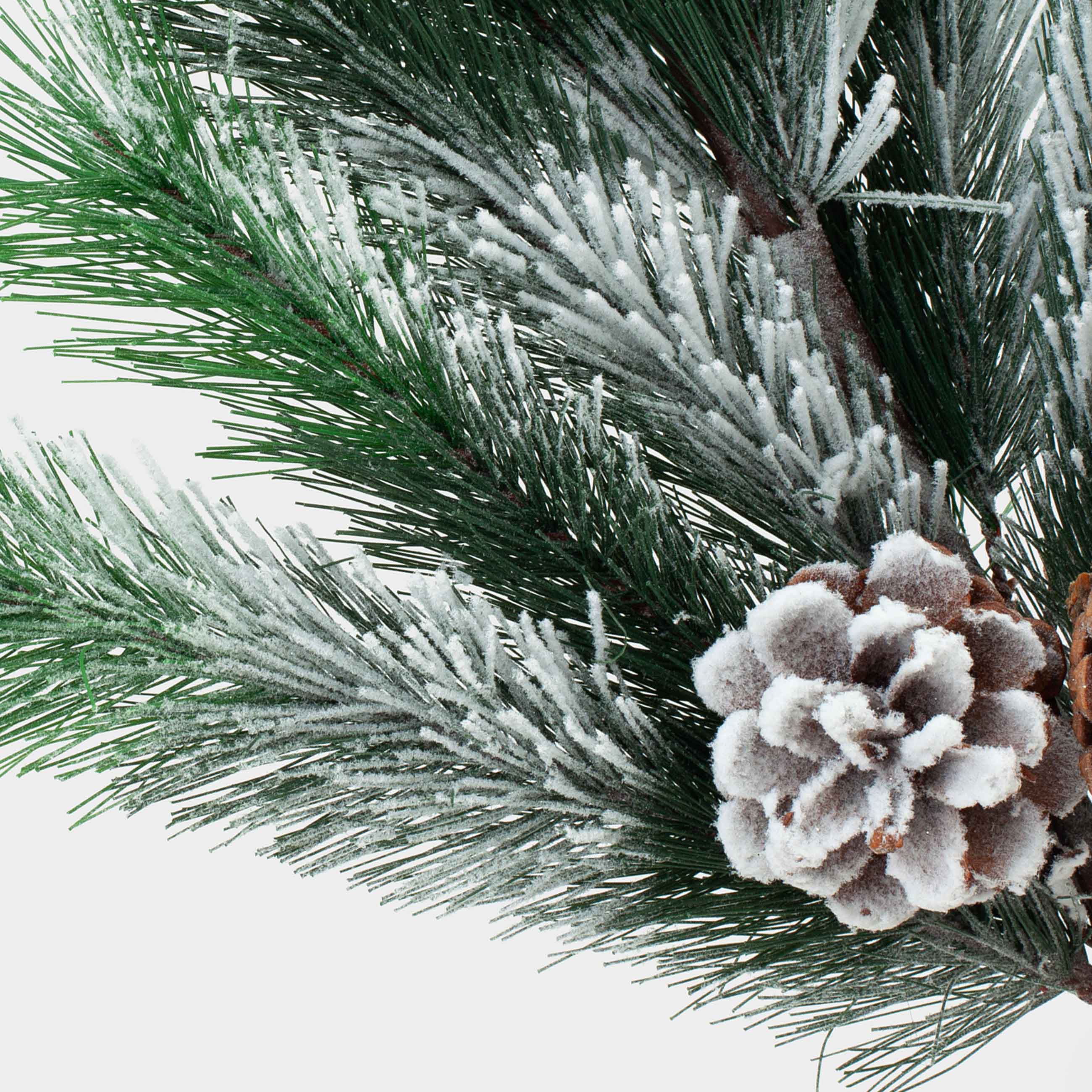 Decorative branch, 95 cm, plastic / metal, Snow-covered needles, Snowy decor, image-2