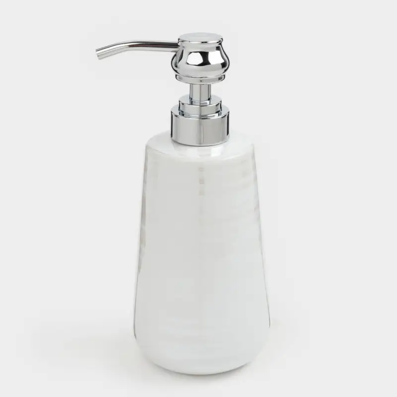 Liquid soap dispenser, 400 ml, ceramic / metal, white, mother of pearl, Odyssey
