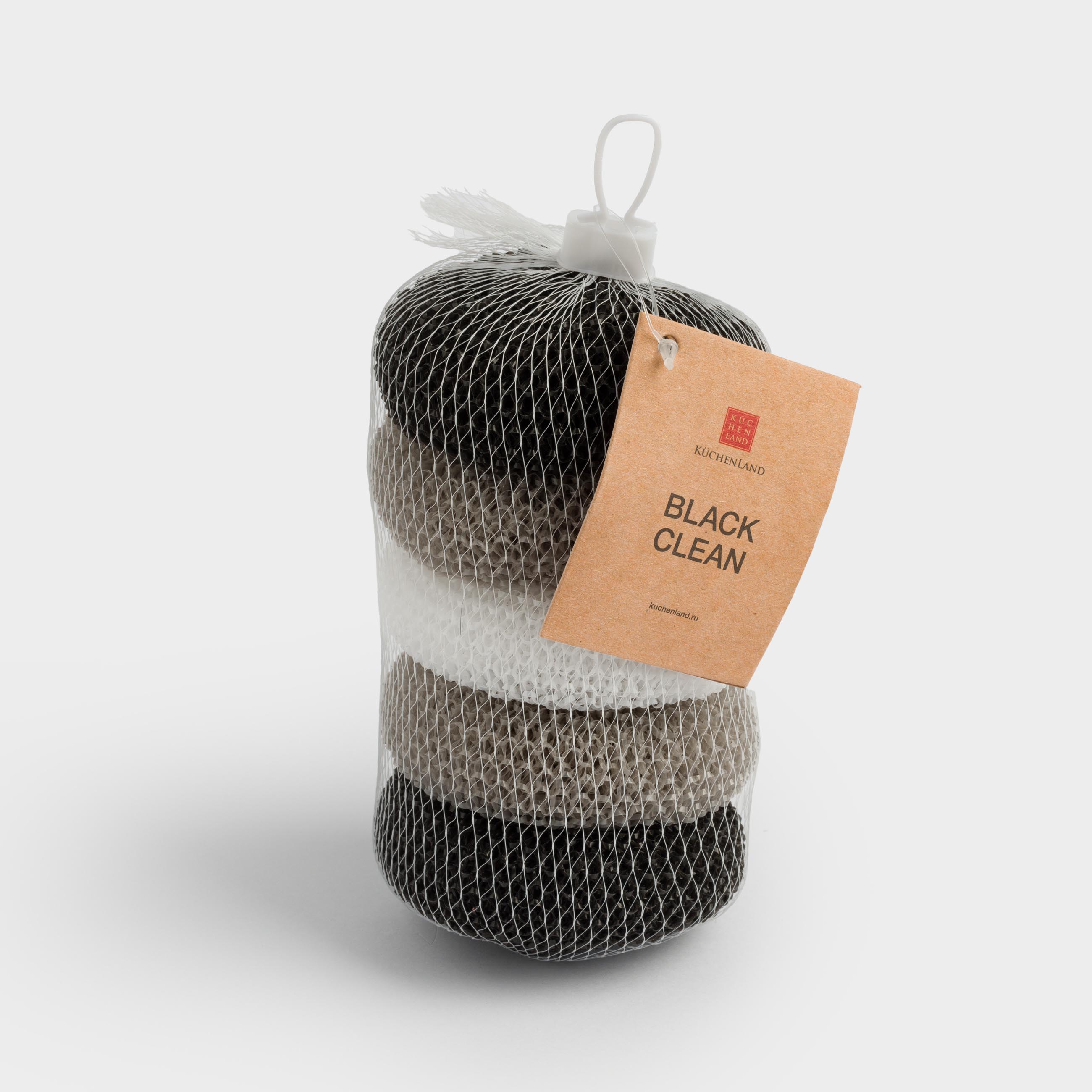 Cleaning sponge, 8 cm, 5 pcs, polypropylene, black/grey / white, Black clean
