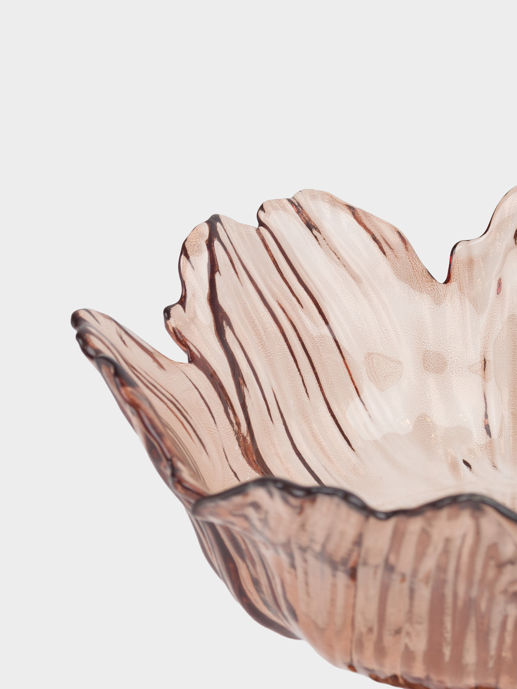Fruit bowl, 23x18 cm, on a leg, glass, brown, Flower, Sahara, image-4