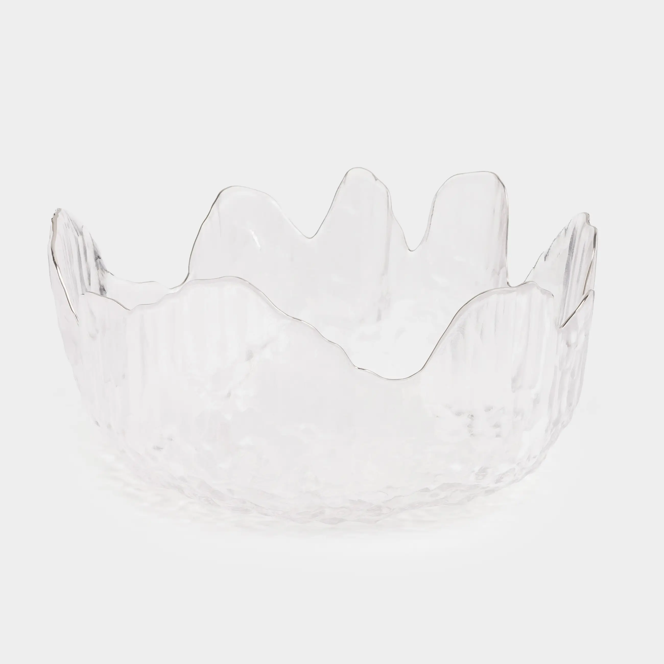Salad bowl, 17x7 cm, 700 ml, glass, with silver edging, Nautilus silver