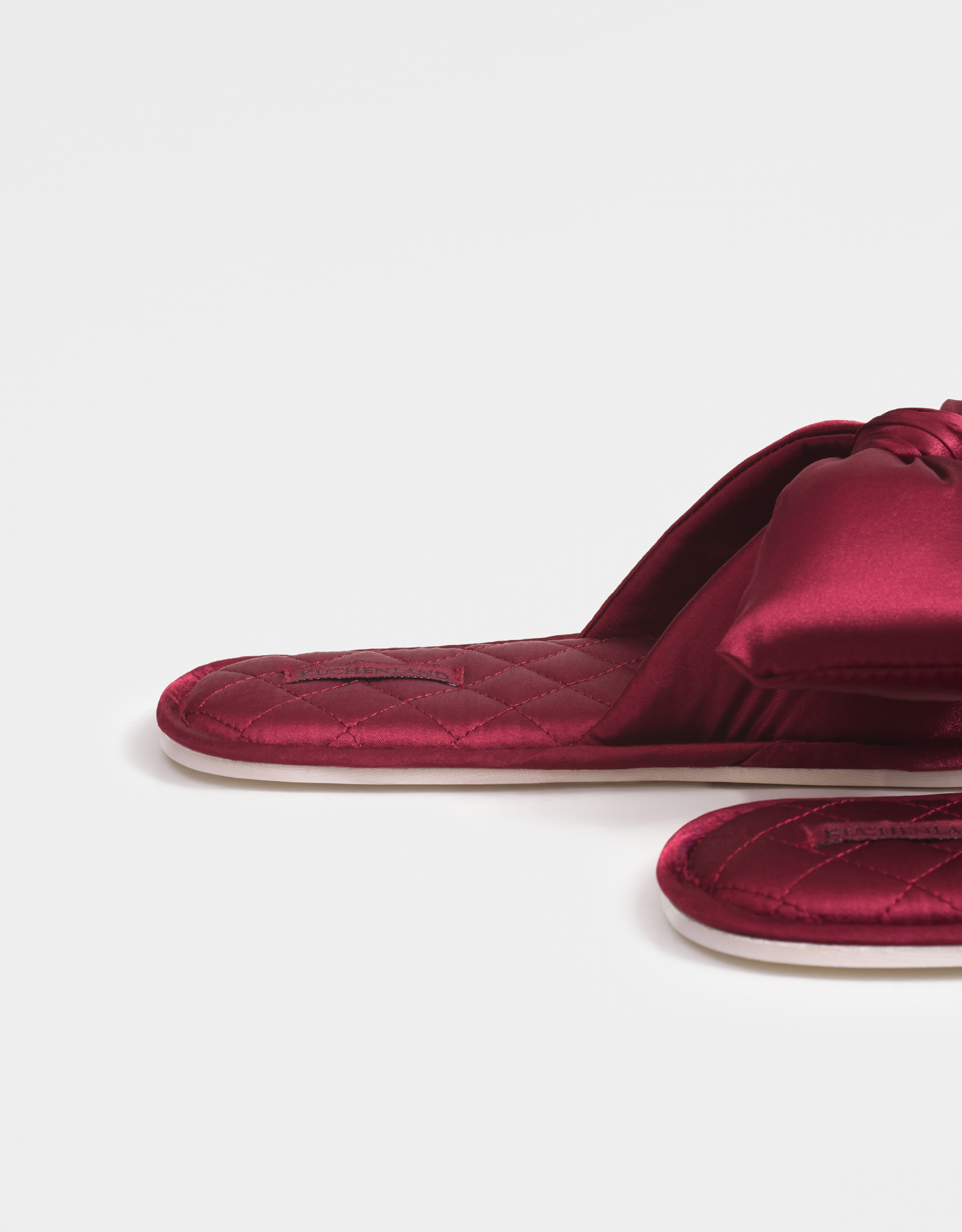 Women's slippers, homewear, size 36-37, satin, burgundy, Bow, Bow tape, image-6