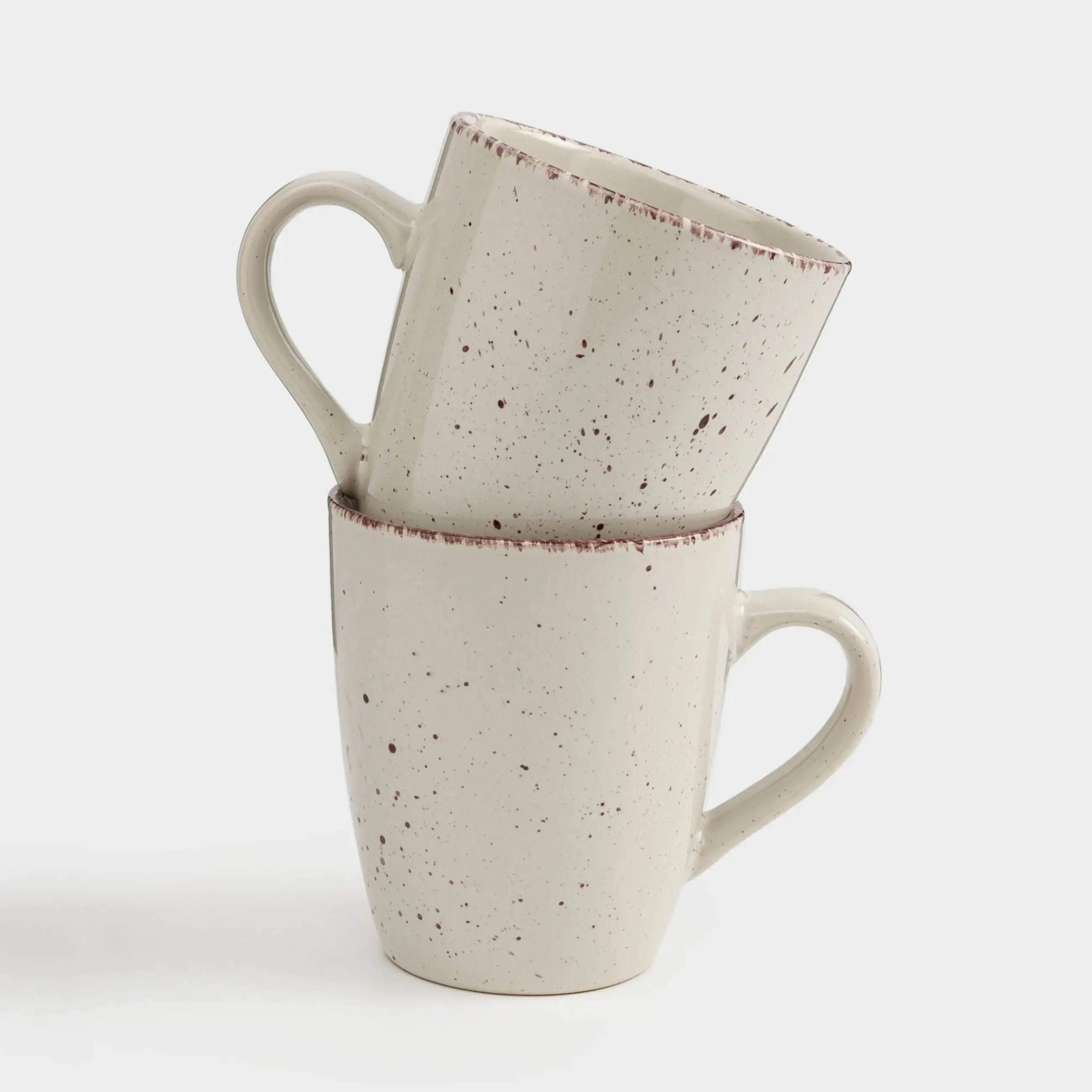 Mug, 400 ml, 2 pcs, ceramic, beige, speckled, Speckled, image-0