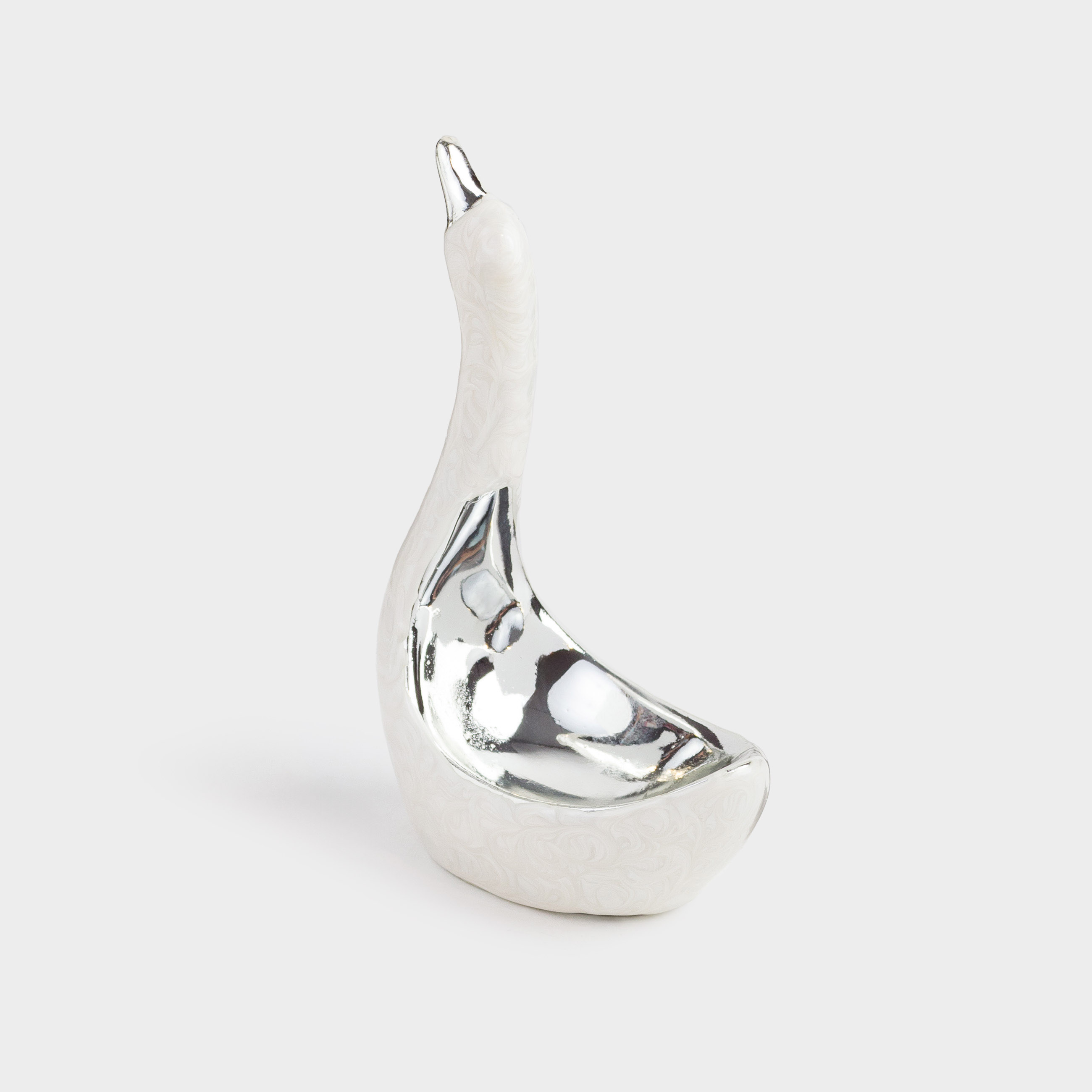 Jewelry holder, 10 cm, polyresin, silver-pearl, Swan, Fantastic