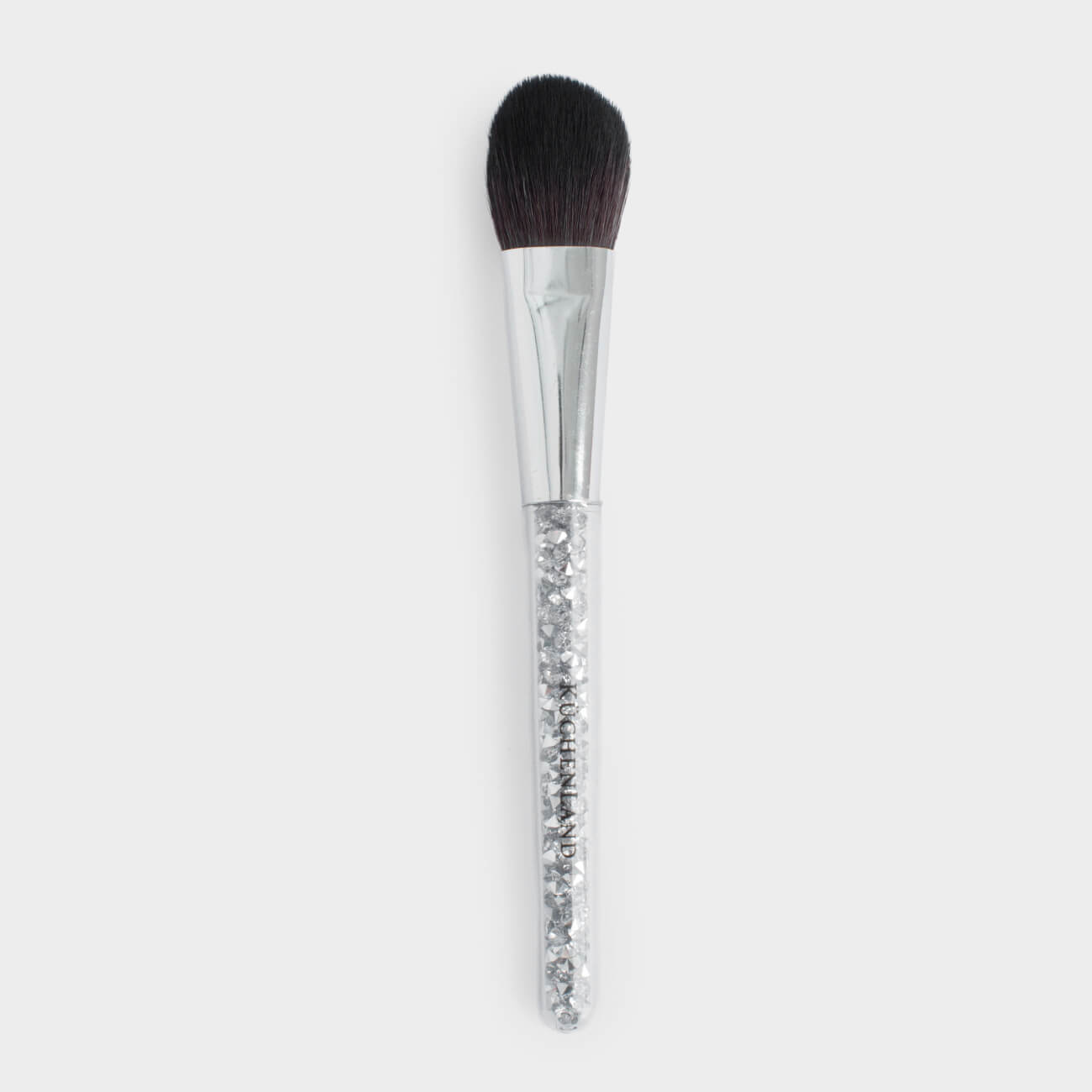 Foundation brush, 15 cm, artificial pile / plastic, Silver, Beauty makeup, image-0