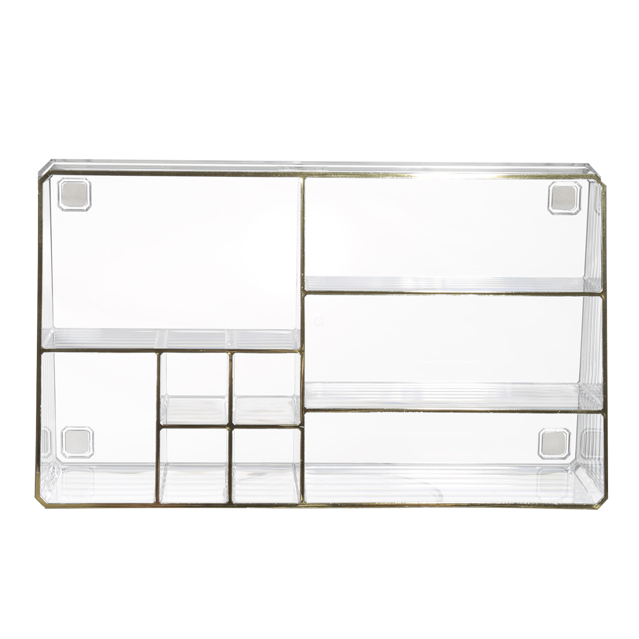 Organizer for cosmetics, 28x7 cm, 9 otd, plastic, gold edging, Dorado, image-1