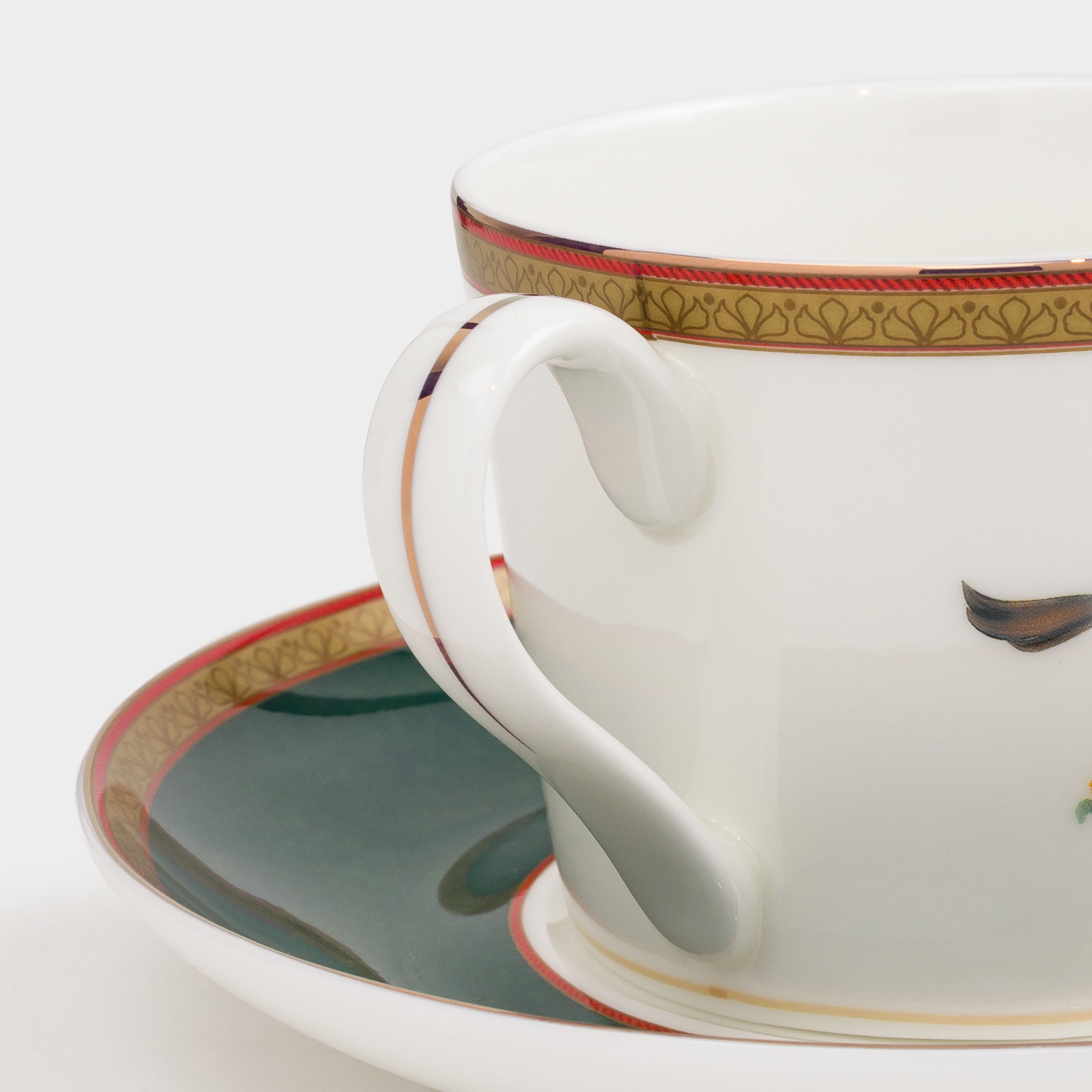 Tea pair, 1 person, 2 items, 260 ml, porcelain F, color, with golden edging, Horses, Blue wind, image-6