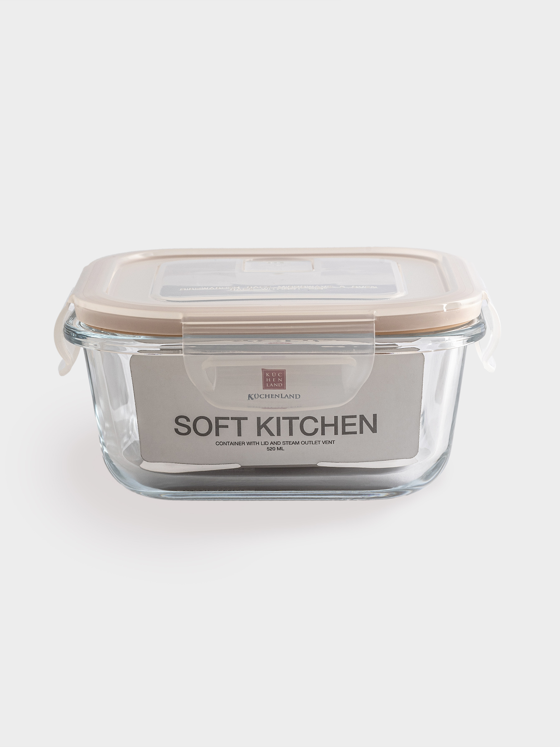 Container, 520 ml, with clips, with valve, glass T / plastic, square, Soft kitchen, image-7