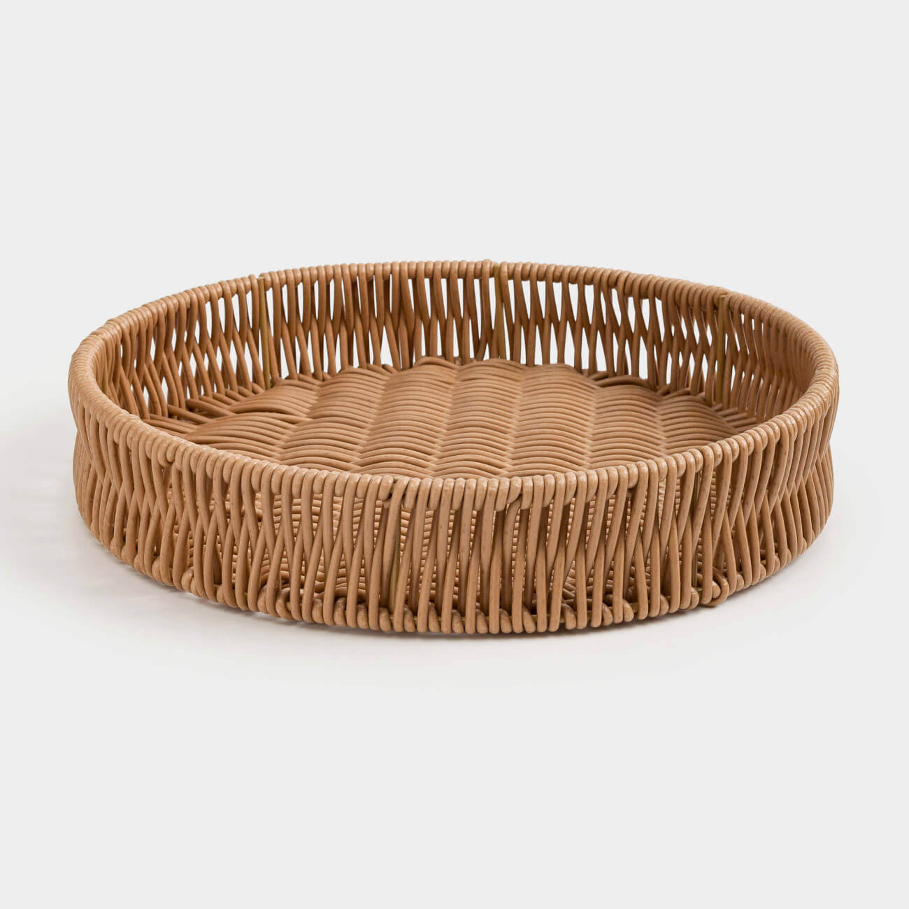 Tray, 25 cm, braided, rattan, round, beige, Twig