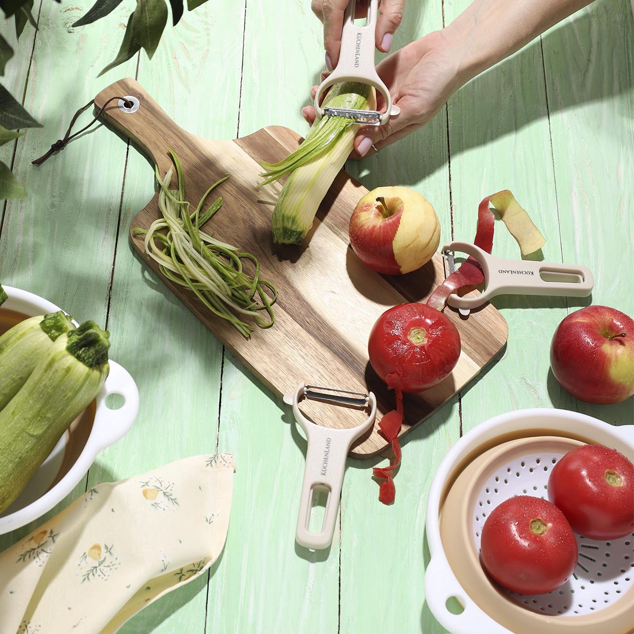 Vegetable peeler set 3 pcs Steel plastic Cream Shred