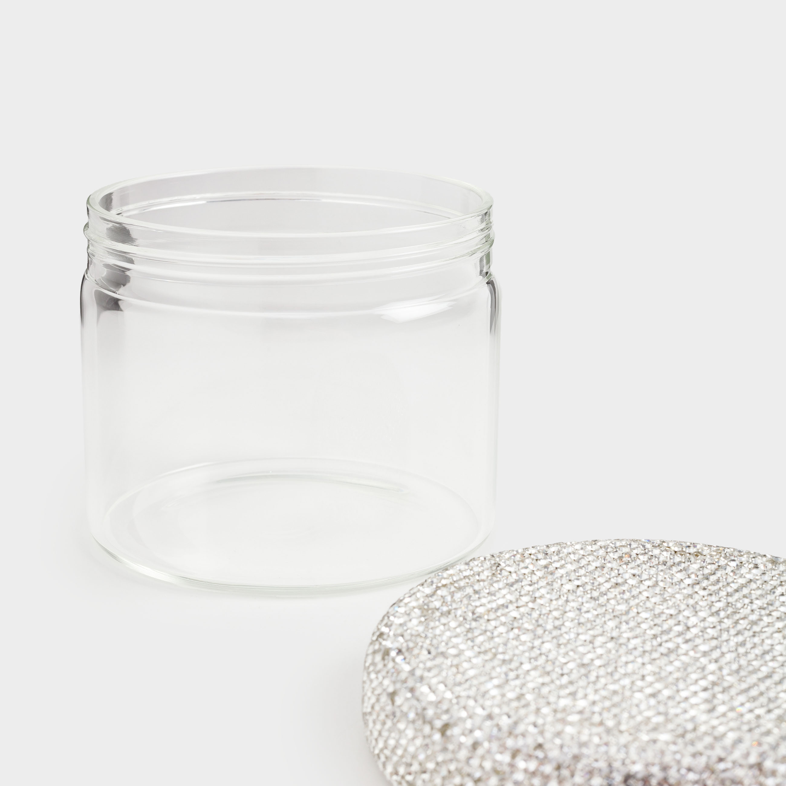 Storage container, 10x9 cm, 450 ml, B glass / rhinestones, Crystal decor, image-4