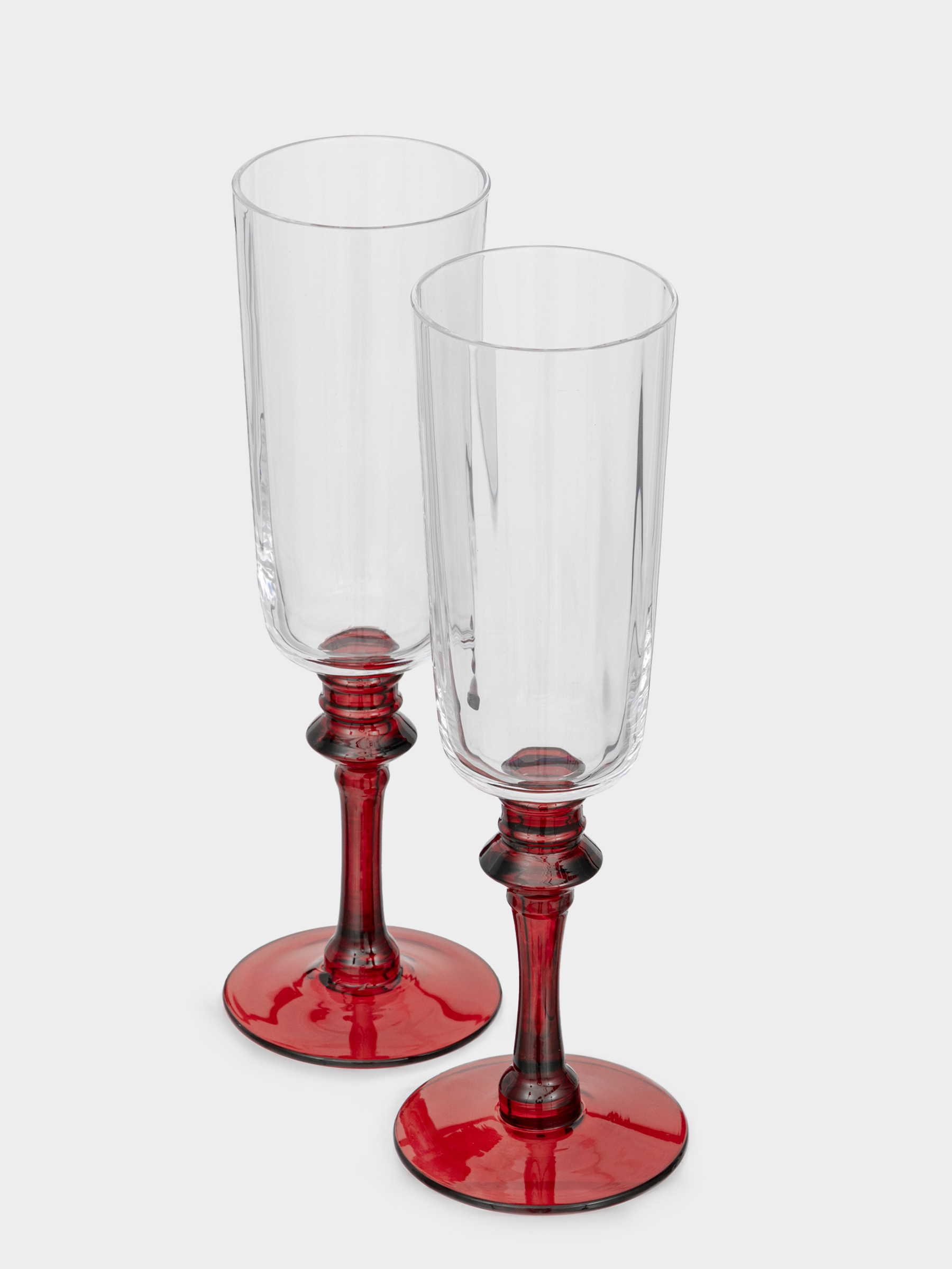Drinking glass, 240 ml, 2 pcs, glass, red leg, Kalitea, image-3
