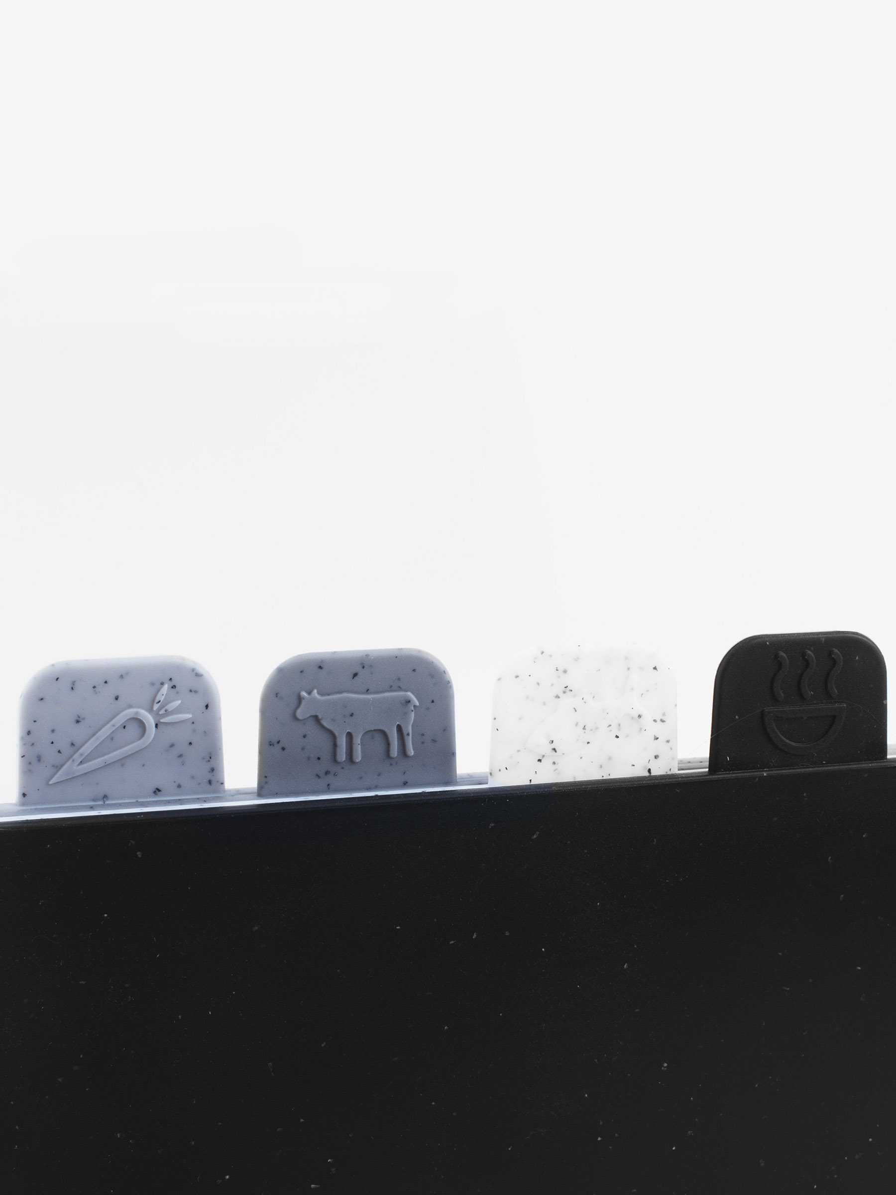 Cutting board, 28x19 cm, 4 pcs, in a stand, plastic, speckled, gray mix, Speck, image-3